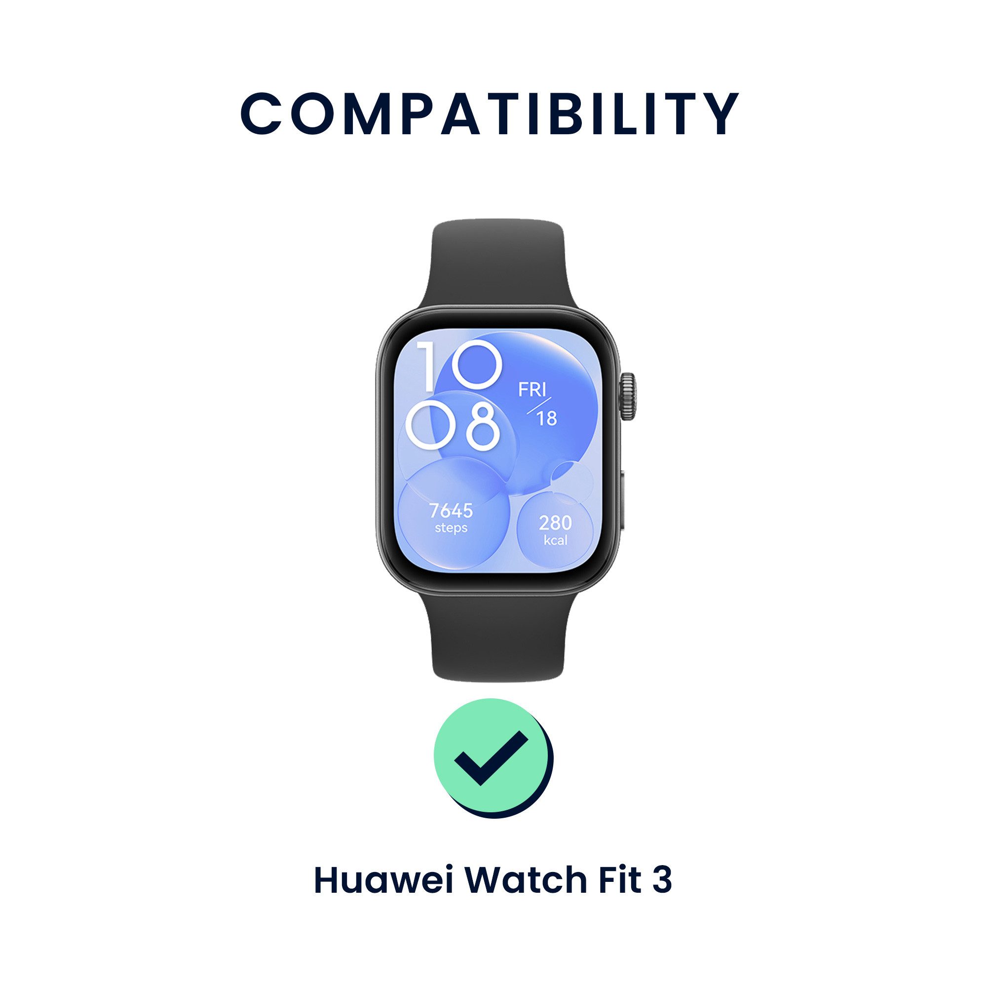 kwmobile 2x Uhrenarmband für Huawei Watch Fit 3 Armband Smartwatch, 2-tlg., Fitnesstracker Band Set aus TPU Silikon - Ersatzarmband Smartwatch