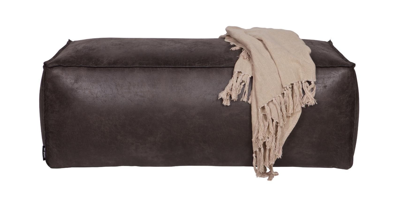 BePureHome Polsterstuhl Hocker Leder Rodeo Pouf Schwarz