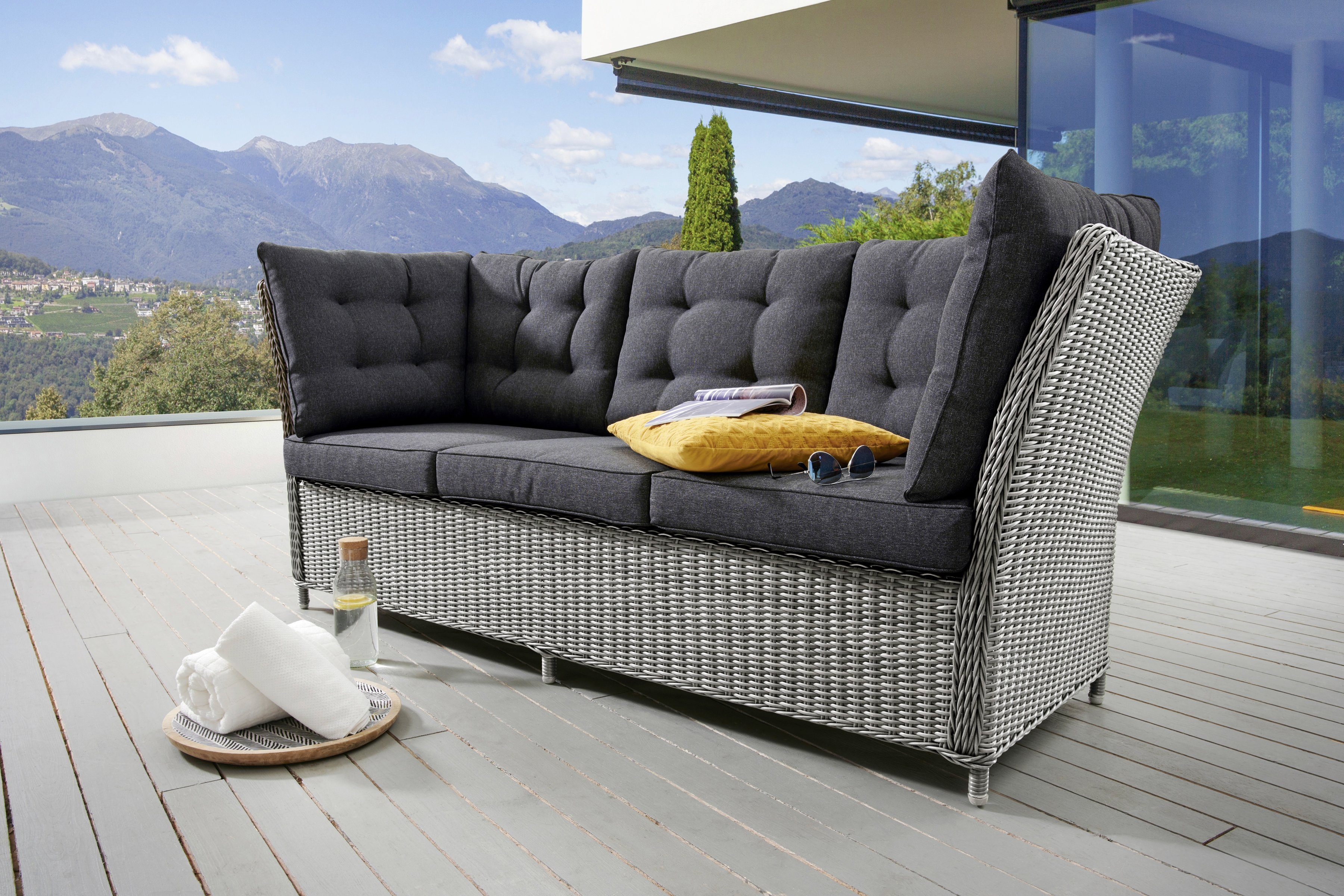 Höhepunkt der Popularität Destiny Loungesofa PALMA, | vintage Polyrattan, inkl. Sitzplätze, Auflagen weiß vintage weiß 3