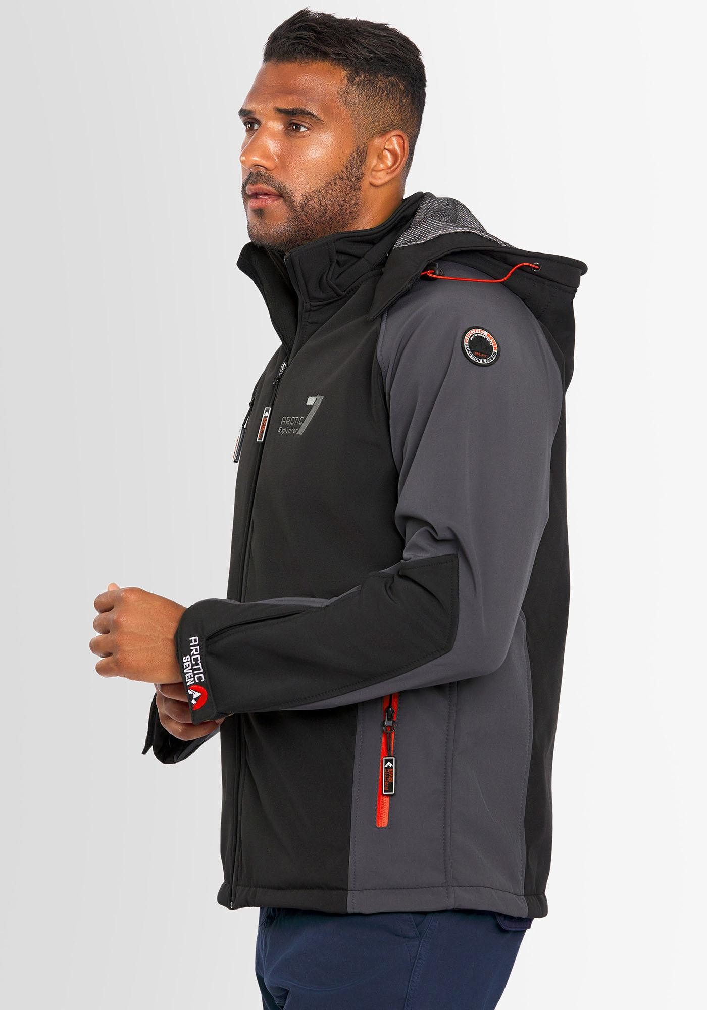 Arctic Seven Softshelljacke Arctic Seven Herren Softshell Jacke AS300 Funktionsjacke mit abnehmbarer Kapuze