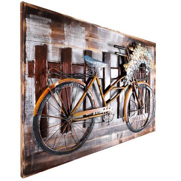 Home4Living Metallbild Wandbild 3D Relief Unikat handgefertigt 120x80x8, Fahrrad, 3D-Effekt