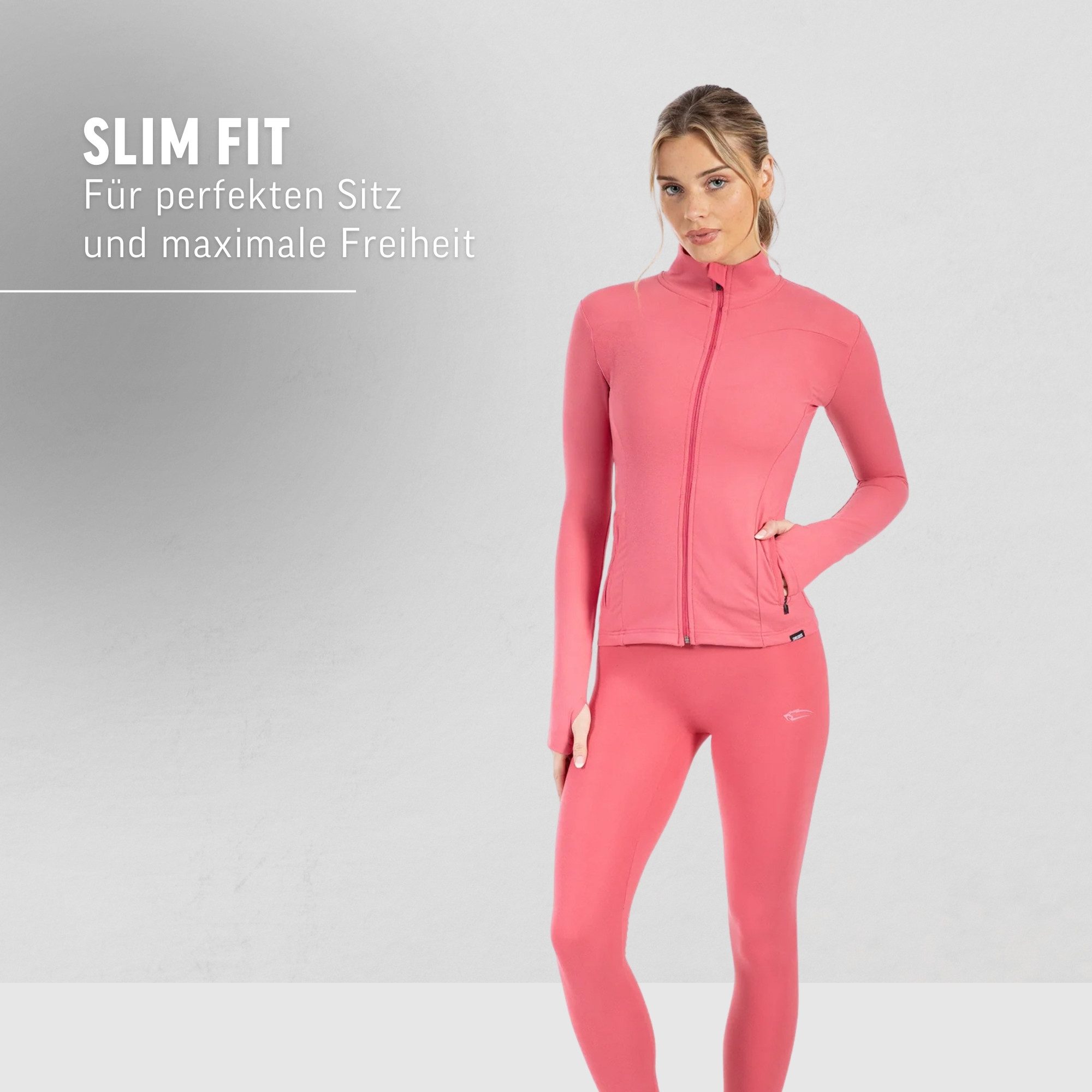 Smilodox Trainingsjacke Kenna, Sportjacke mit tailliertem Schnitt, Windbreaker Laufjacke Sport Oberteil Daumenlöcher Activewear Atmungsaktiv Freizeit Fitness