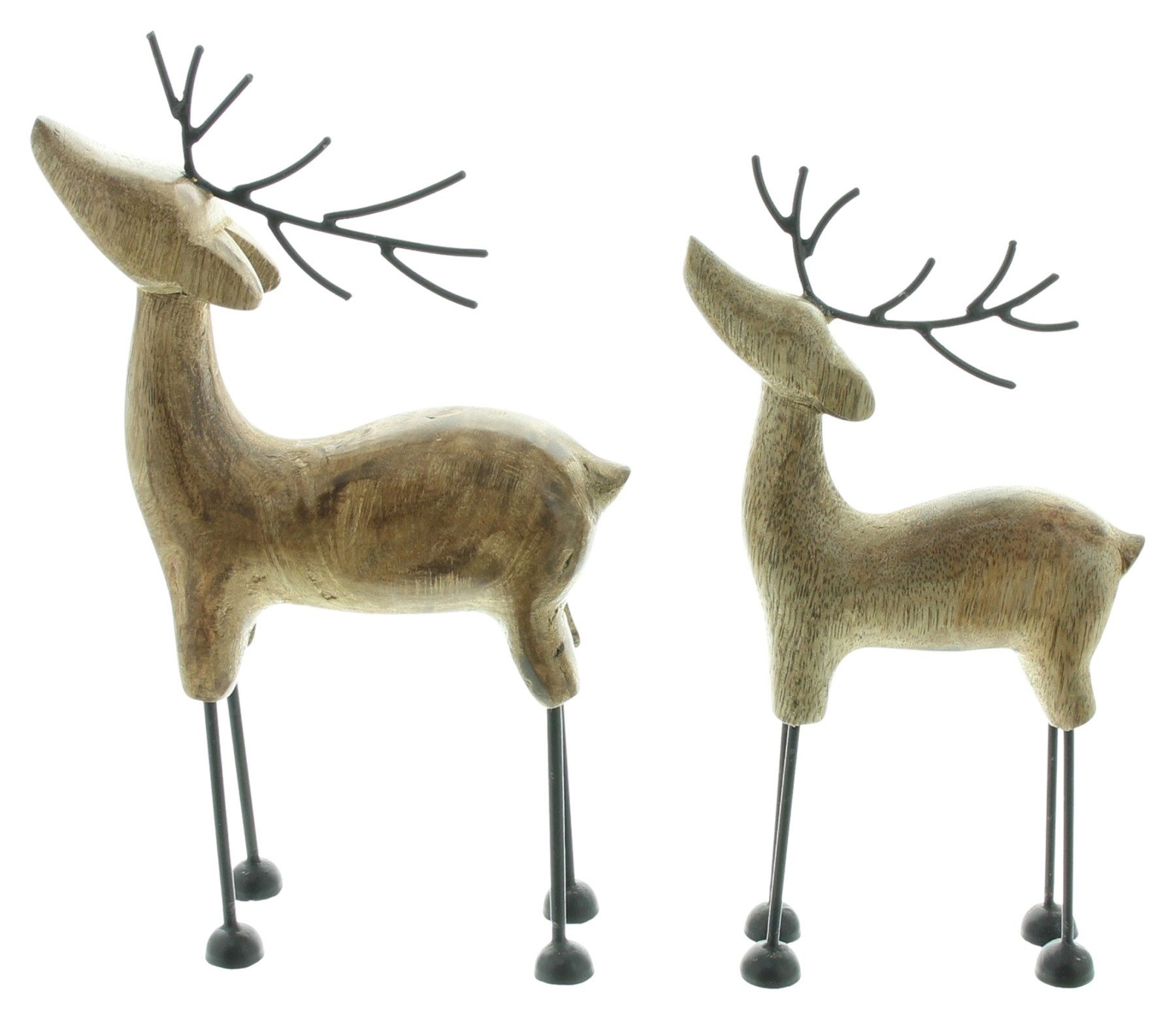 Dekoleidenschaft Dekofigur "Rentier" aus Mangoholz & Metall, Holz Winterdeko, Weihnachtsdeko (2 St., im Set), Weihnachtsfigur stehend, Skulptur, Wohnzimmer Wint – Bild 4 von 5