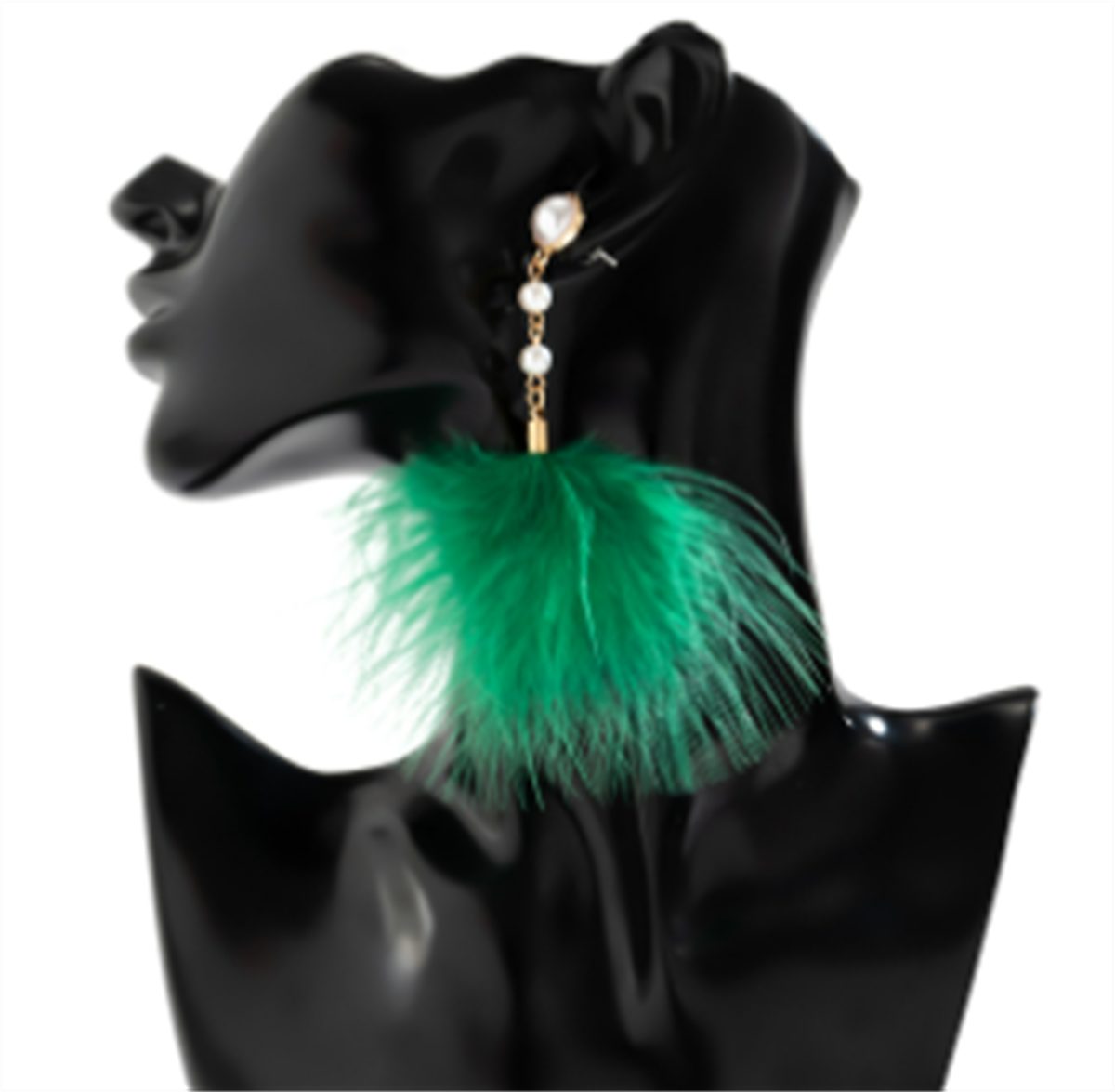 Damen carefully Retro-Perlen-Feder-Quasten-Ohrringe für Paar selected Einfache gold+grün Ohrhänger