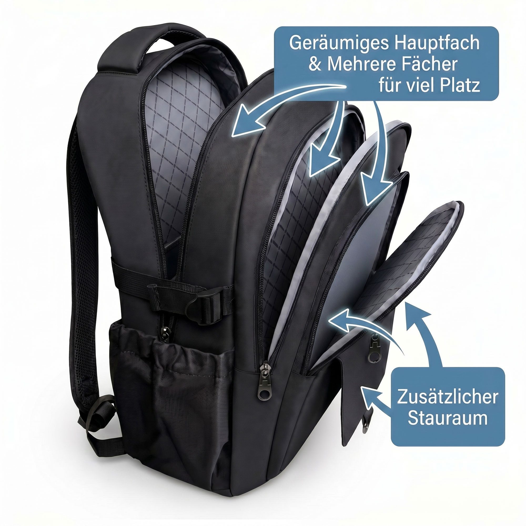 HELLSER Laptoprucksack Unisex Cityrucksack für 15,6 Zoll – Kompakt & Modern 43x28x18cm, für Schule, Uni, Alltag & als Handgepäck – versteckte Tasche hinten