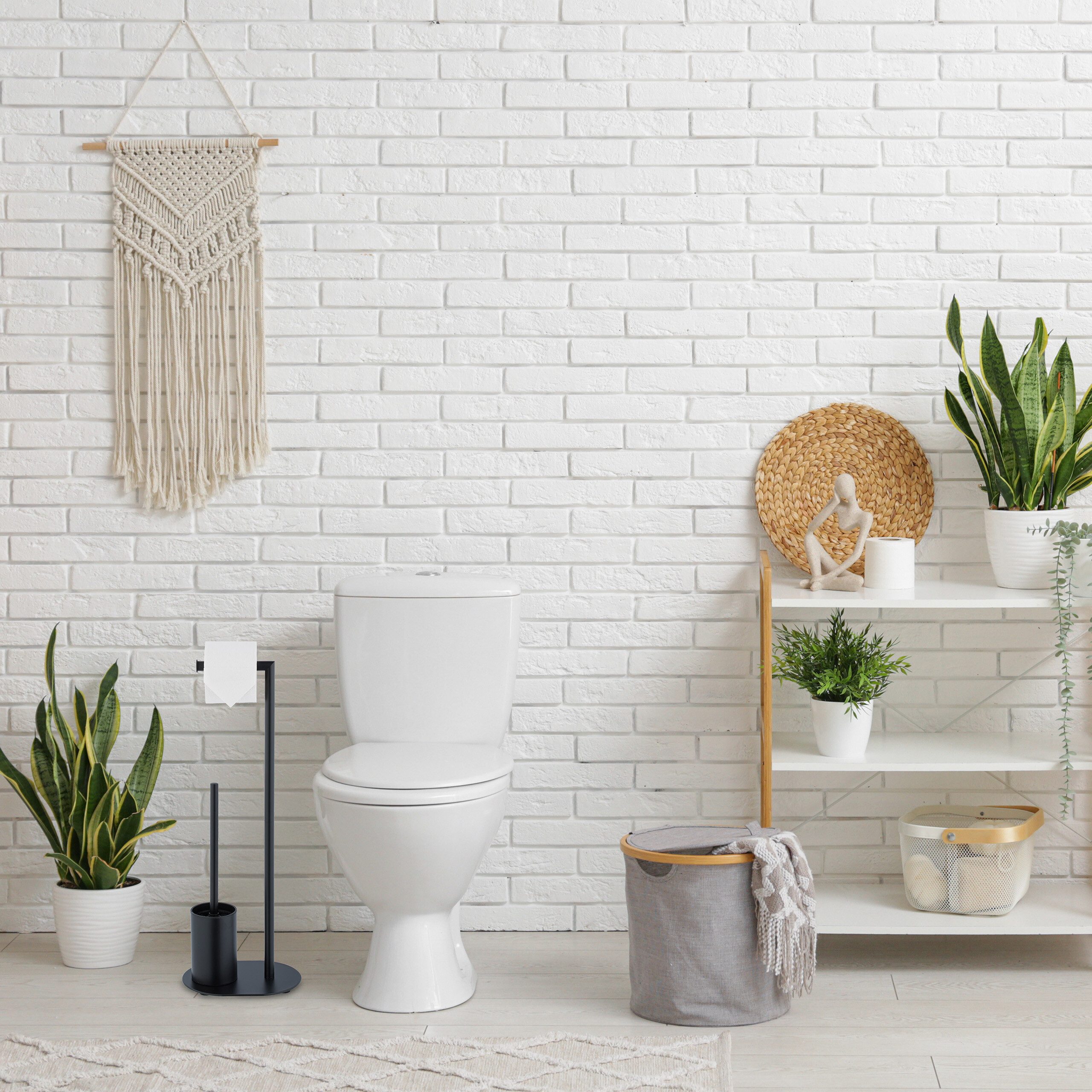 relaxdays WC-Garnitur aus Metall, Schwarz günstig online kaufen