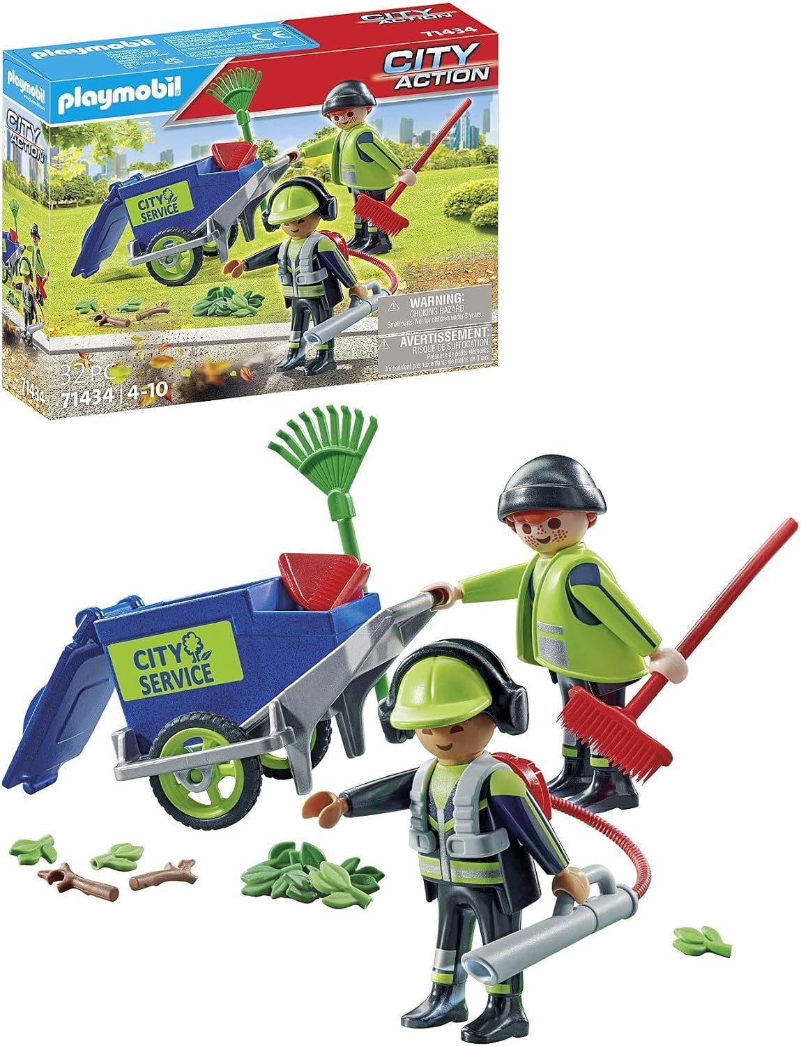 Playmobil® City Action 71434 Stadtreinigungsteam Konstruktions-Spielset, (Set, 32 St., ab 4 Jahren), Figuren und Mülltonne zum Schieben