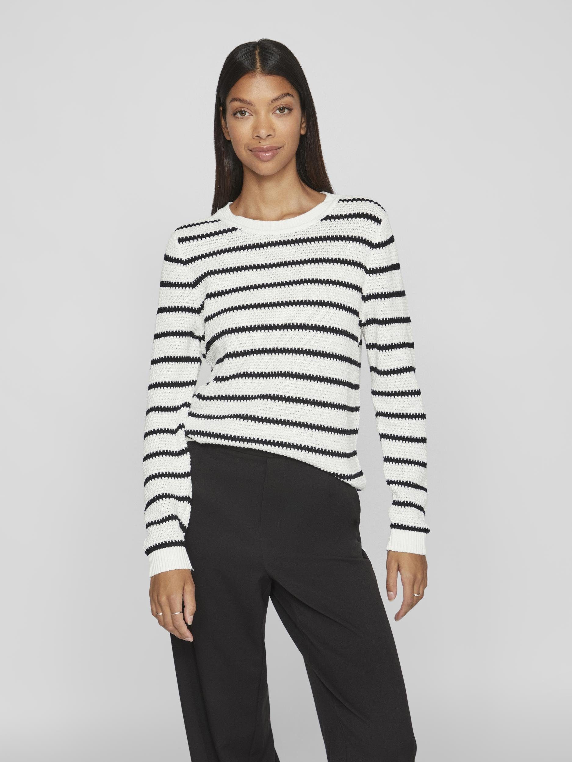 Vila Rundhalspullover VIDALO O-NECK L/S STRIPE KNIT TOP- NOOS