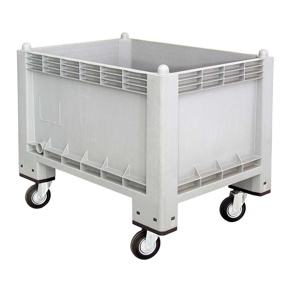BRB-Lagertechnik Aufbewahrungsbox Industriebox mit 4 Lenkrollen, 300 Liter, LxBxH 1000x700x790 mm, Palettenbox mit Rollen, stabile Großbox im Maß der Euro-Palette