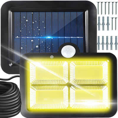 Retoo LED Solarleuchte 128 LED Solarleuchte für Außen mit Bewegungsmelder Solarlampen, LED fest integriert, Neutralweiss, Starke Lichtleistung, Energieeinsparung, Einfache Installation