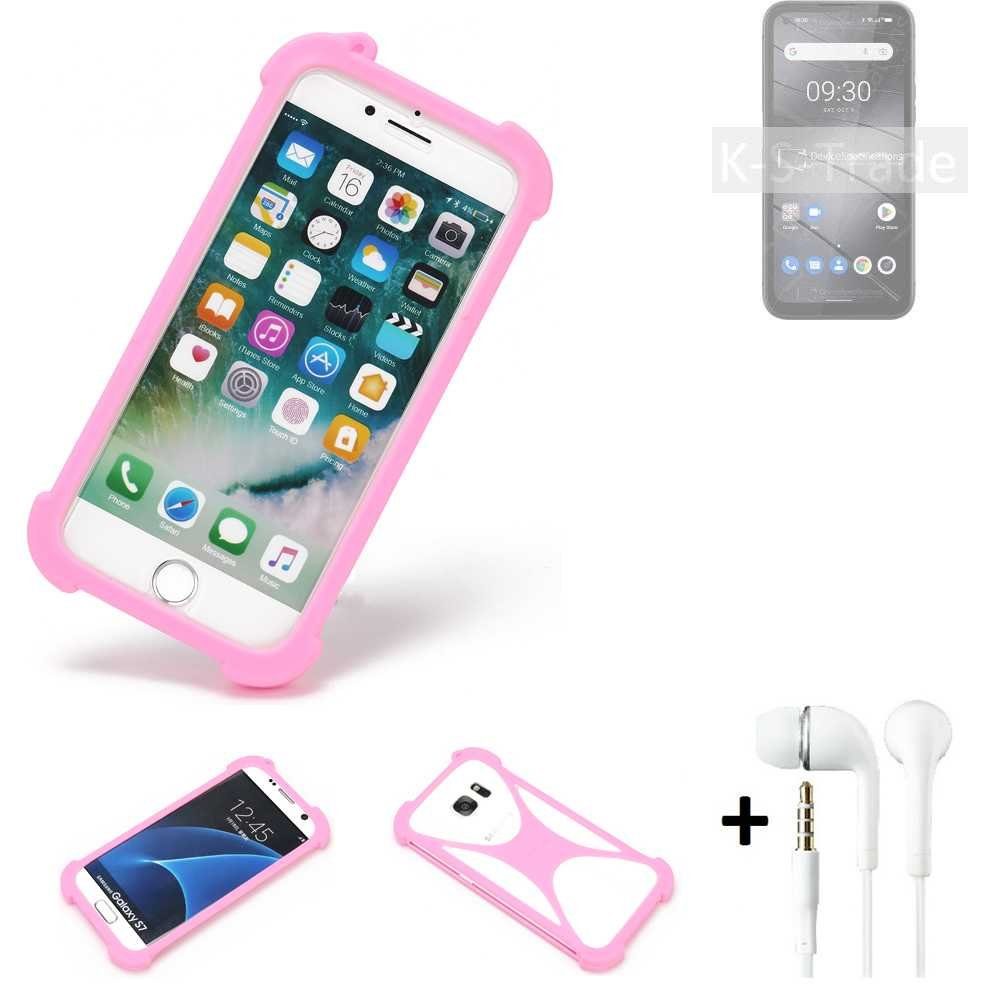 K-S-Trade Handyhülle für Gigaset GX6, Bumper + Kopfhörer Handy Hülle Schutzhülle Silikon Schutz Hülle