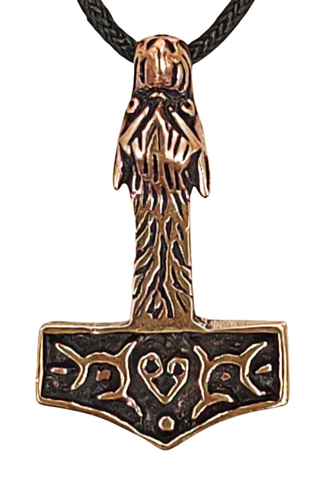 Kettenanhänger Thorshammer Bronze Mjölnir Wolfskopf Wolf Thor Thorhammer Nr. 74