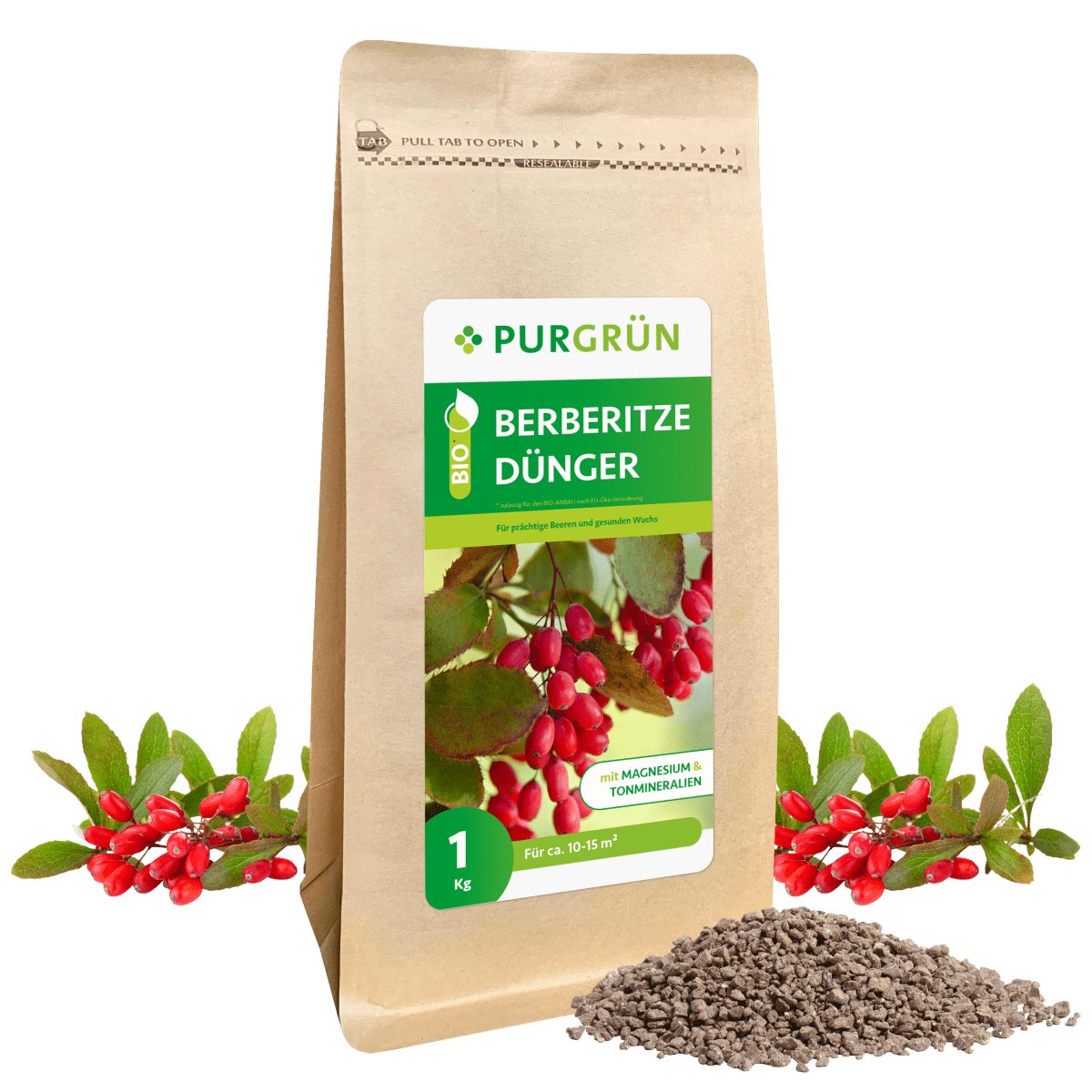 Gartendünger Purgrün Bio Berberitze Dünger, NPK 6+3+8, Magnesium, 1 kg