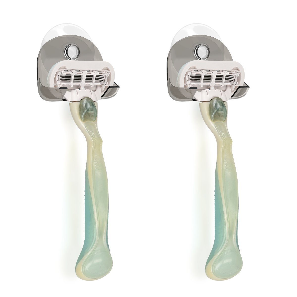 kwmobile Rasier-Set 2x Saugnapf Halterung für Rasierer, 2-tlg., für Glas und Fliesen - Nassrasierer Saugnapf Halter Set - Wand Haken