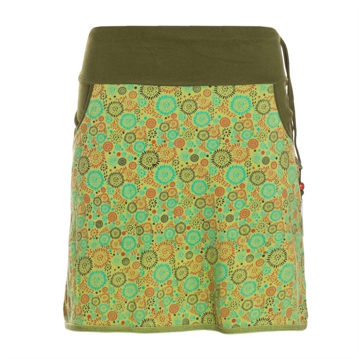 Minirock Baumwolle Blumen-Muster extra breiter Bund mit Kordel-Zug und Taschen