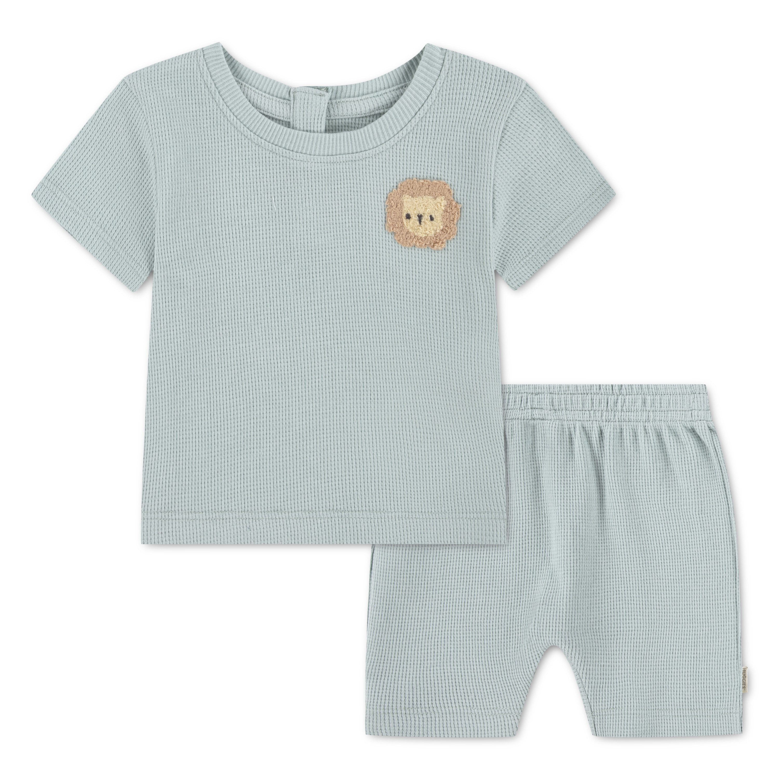 HUGGIES babywear Shirt & Hose HUGB SHORT SET (Set, 2-tlg) mit süßer Tierapplikation, Baumwolle