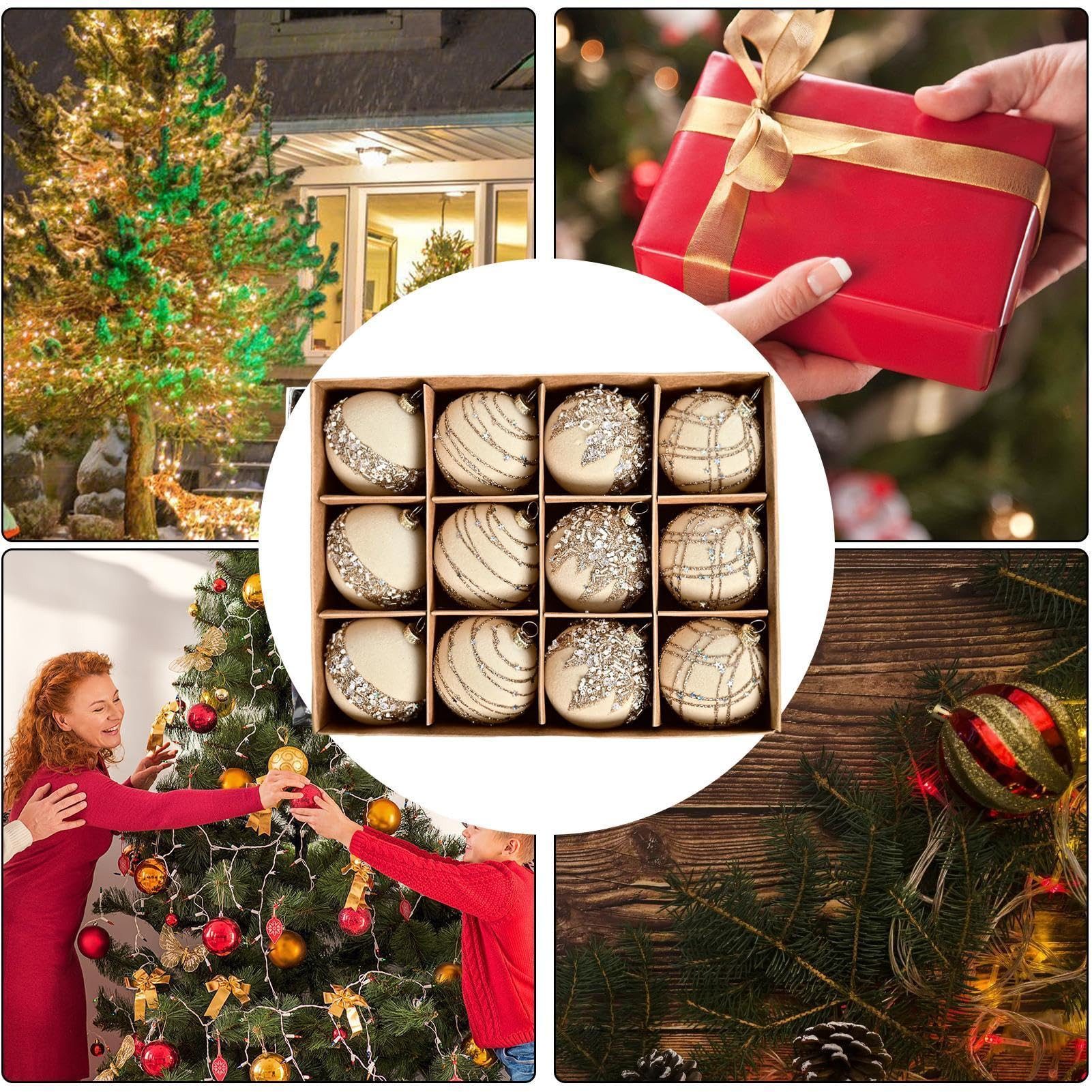 Zaewry Weihnachtsbaumkugel Weihnachtsdeko Weihnachtskugeln 12-teiliges Set,Weihnachtsbaumschmuck – Bild 5 von 5