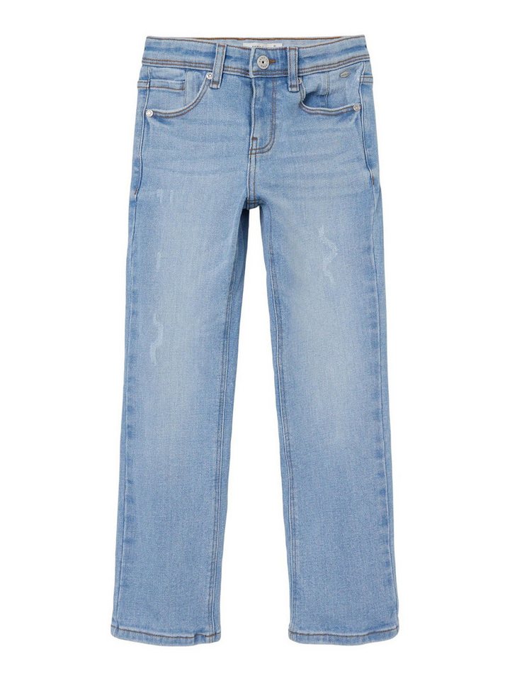 Name It Regular-fit-Jeans Straight Leg Denim Jeans mit für Unisex Baumwolle Regular Fit unifarben wärmend Haken casual-Style