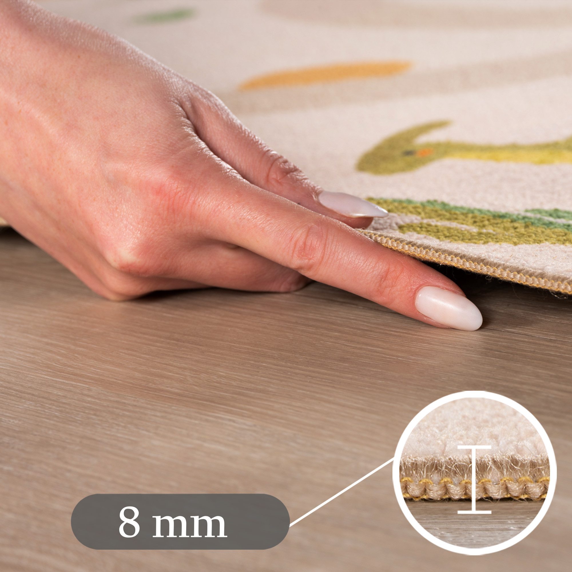 SIMPEX24 Teppich Bunte Dino Welt, Rund, Höhe: 8 mm, Teppich Kinderzimmer