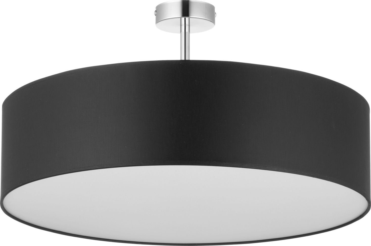 Licht-Erlebnisse Deckenleuchte YASA, ohne Leuchtmittel, Deckenlampe Schwarz  Stoff Ø60cm rund blendarm Esszimmer