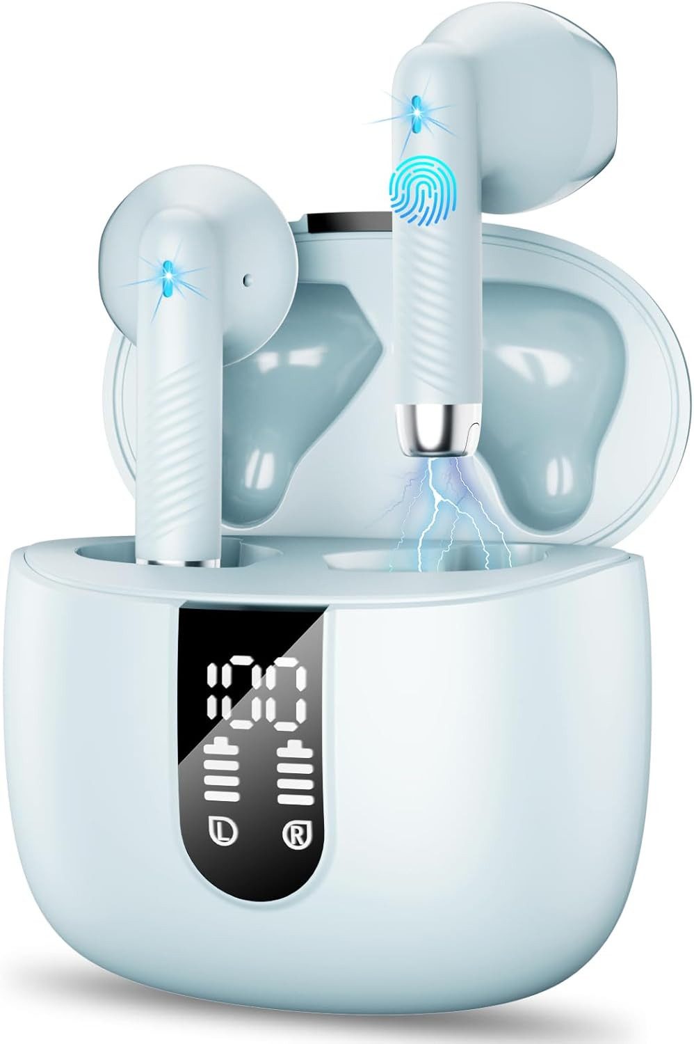 Wasart Bluetooth 5.3 Kopfhörer mit ENC und 48H Akku In-Ear-Kopfhörer (IP7 wasserdichte Kopfhörer schützen zuverlässig vor Schweiß und Regen ideal für intensives Training und Outdoor-Aktivitäten, Kabellose Sportkopfhörer IP7 wasserdicht mit LED-Display)
