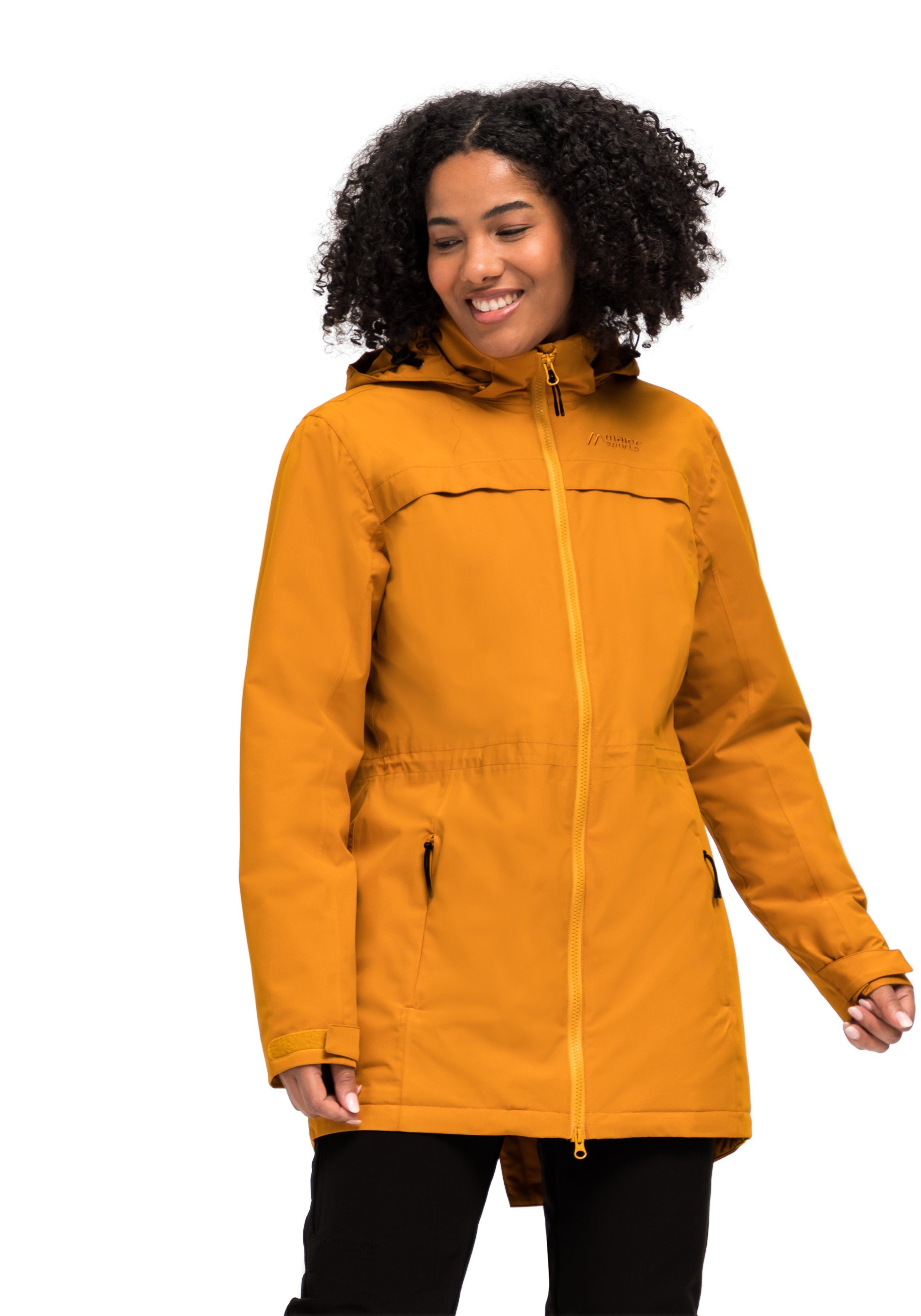 Mantel, Kapuze Jacke hellbraun mit Outdoorjacke Liselotte atmungsaktiv wasserdicht, Maier Damen Sports wattierte