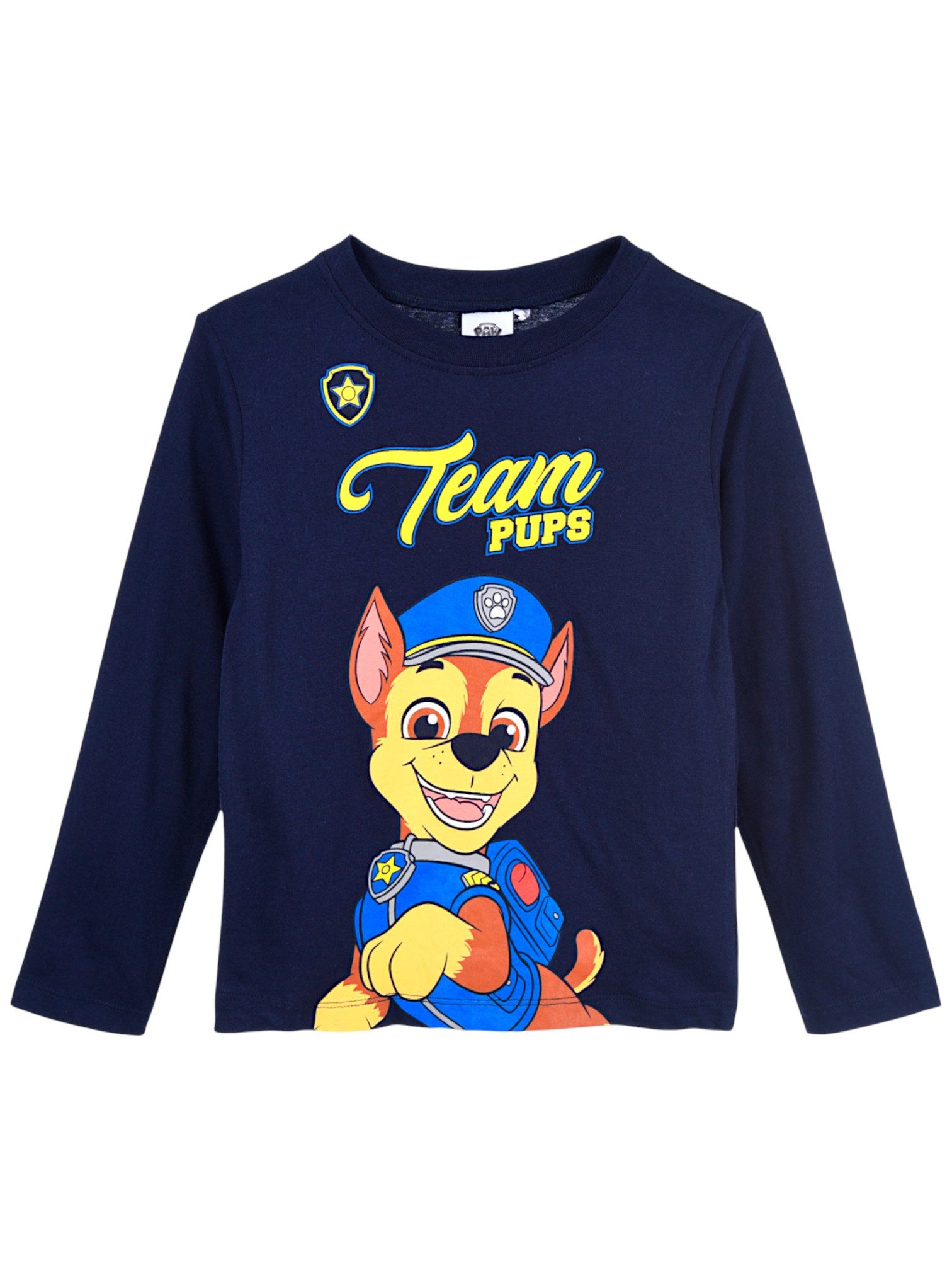 PAW PATROL Langarmshirt Chase Jungen Shirt aus Baumwolle Gr. 98 - 116 cm