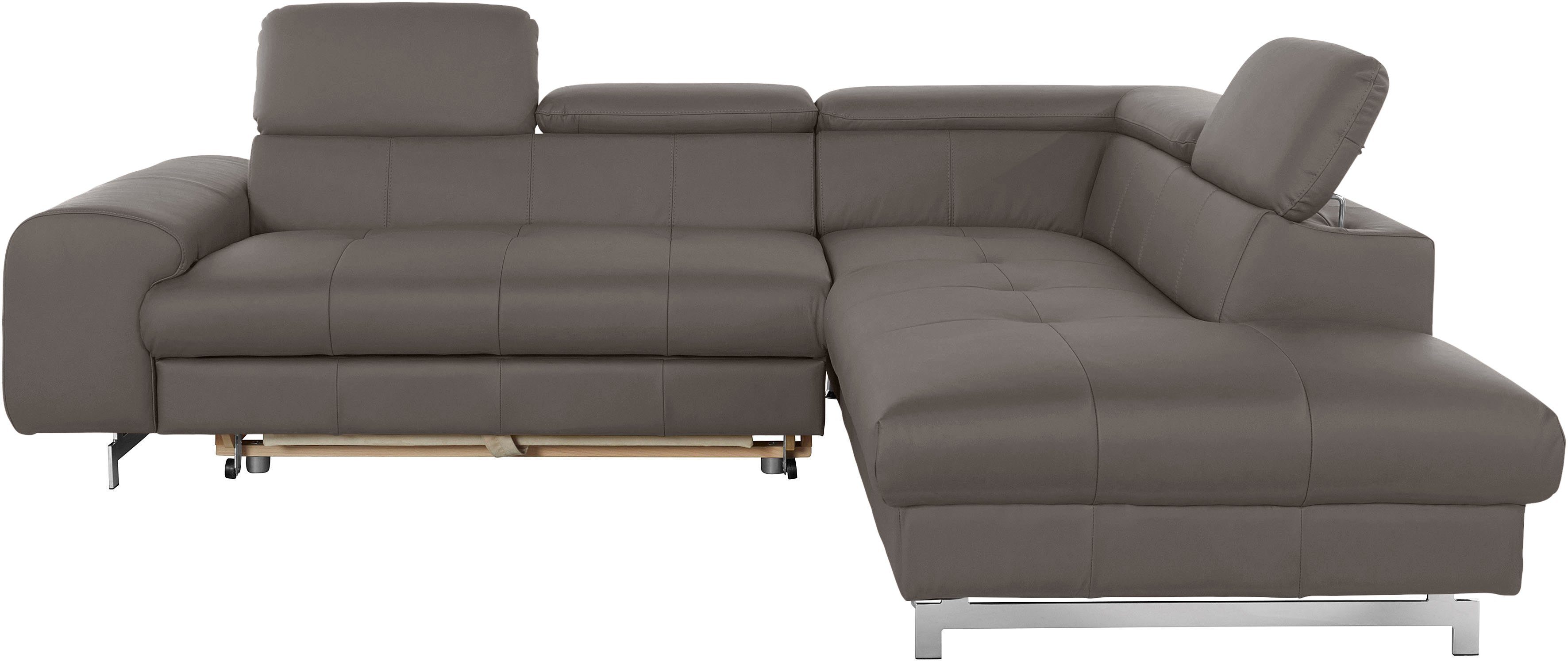 COTTA Ecksofa "Chef L-Form", mit Kopfteilverstellung, edle Metallkufen, wah günstig online kaufen