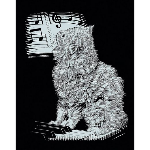 MAMMUT Spiel und Geschenk Bild »Scraper Silber-Kratzbild Katze am Piano«