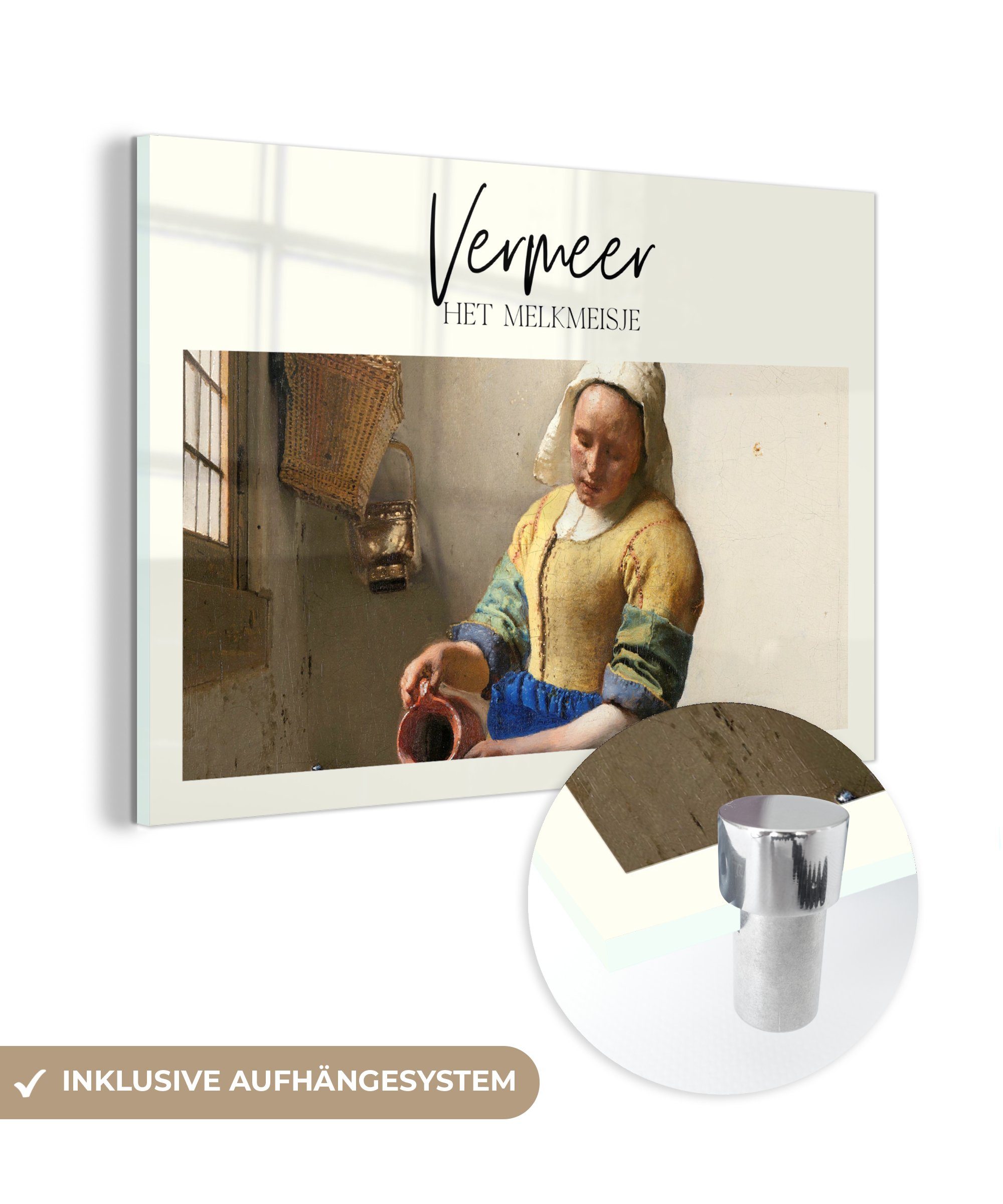 MuchoWow Acrylglasbild Milchmädchen - Vermeer - Alte Meister, (1 St), Acrylglasbilder Wohnzimmer & Schlafzimmer