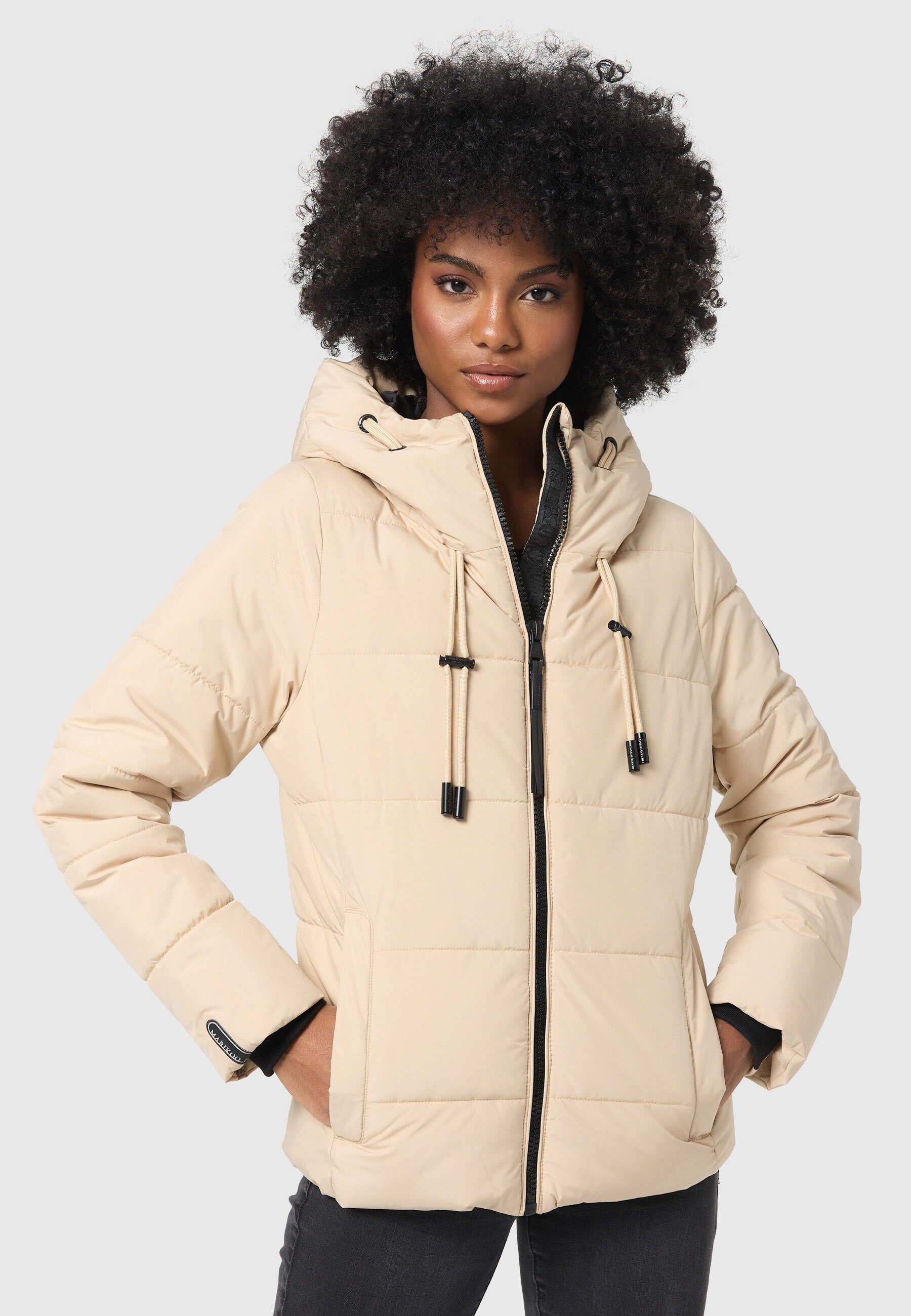 Marikoo Winterjacke Shimoaa XVI Mit breiter Steppung und großer Kapuze Beige