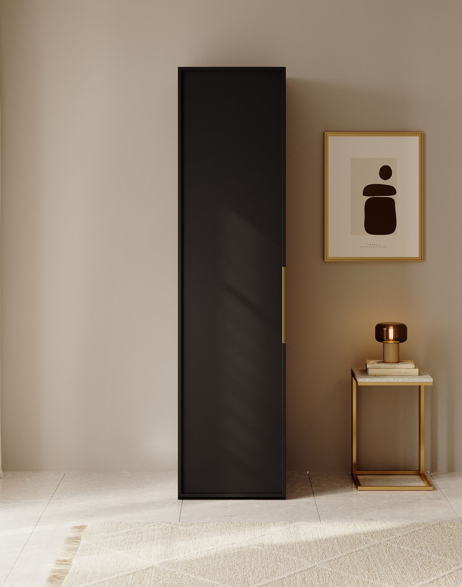 Selsey Kleiderschrank FRAME mit 3D-Optik, flexibler Innenaufteilung & Metallgriffen.