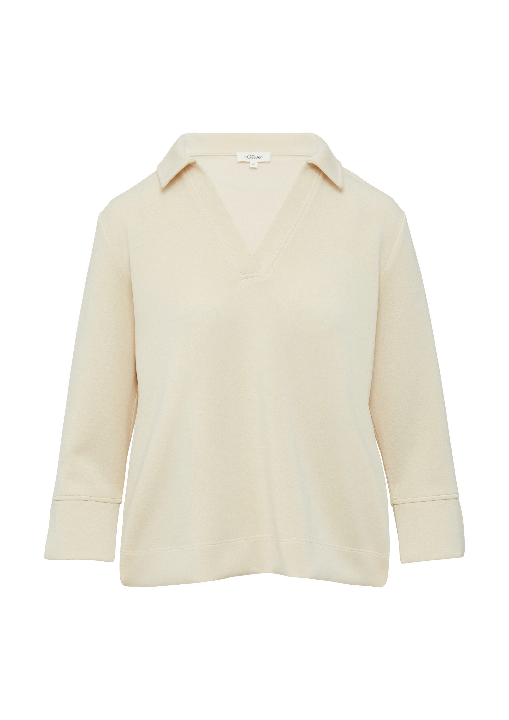 s.Oliver 3/4 Arm-Pullover Sweatshirt Sweatshirt aus Scuba mit Polokragen günstig online kaufen