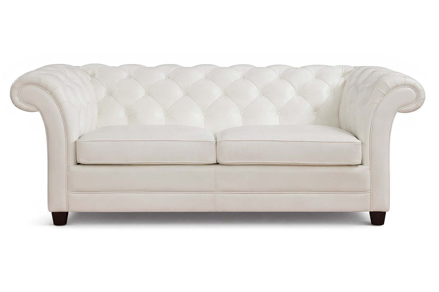 JVmoebel Chesterfield-Sofa Elegantes Chesterfield 2-Sitzer Sofa aus Leder in Weiß Sofort, 1 Teile, Made in Europa