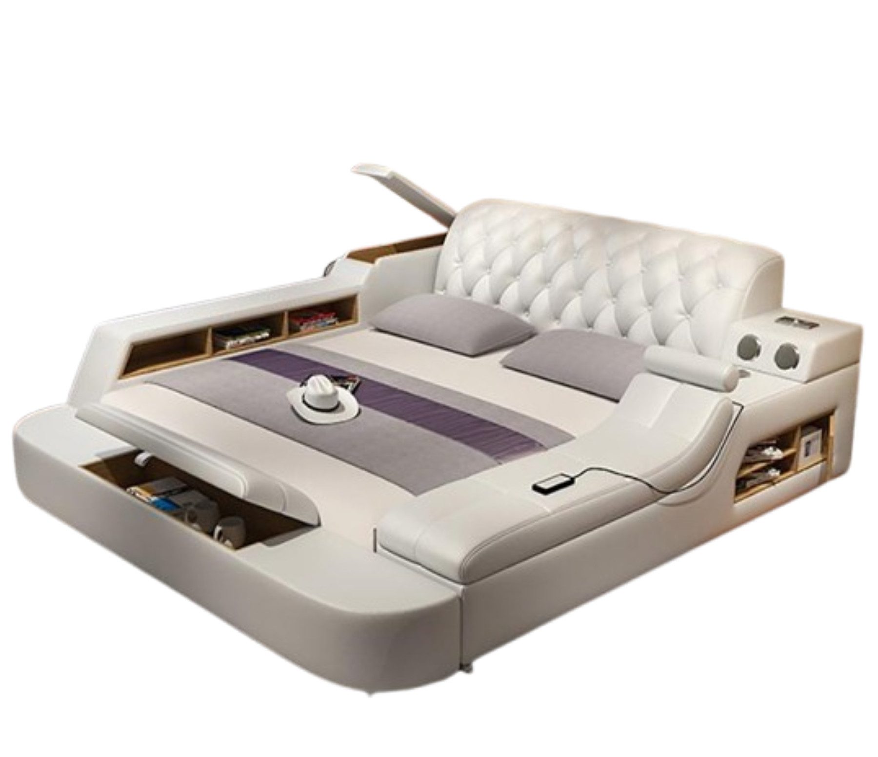 JVmoebel Multimediabett Big Betten Leder Hotel Polster 180x200 Multifunktion Regal USB Liege (1-tlg), Made in Europa