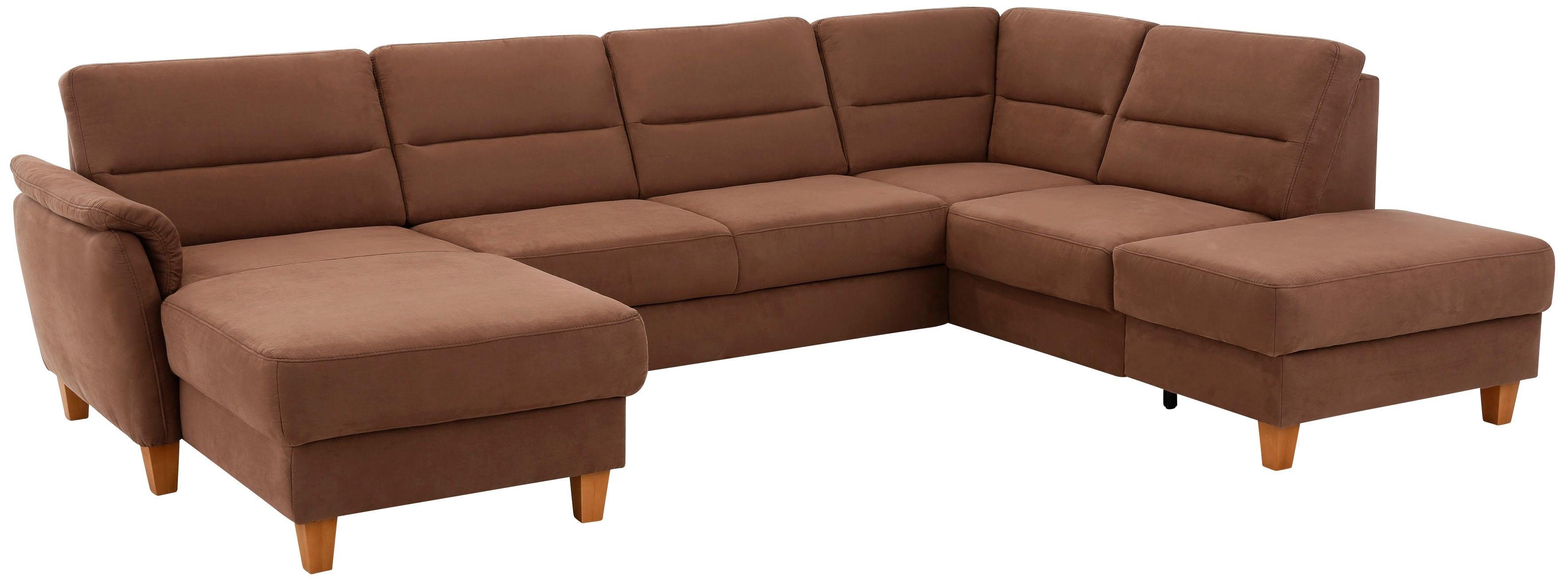 Home affaire Wohnlandschaft Palmera U-Form, B: 308 cm, optional Schlaffunktion & Bettkasten, Federkern