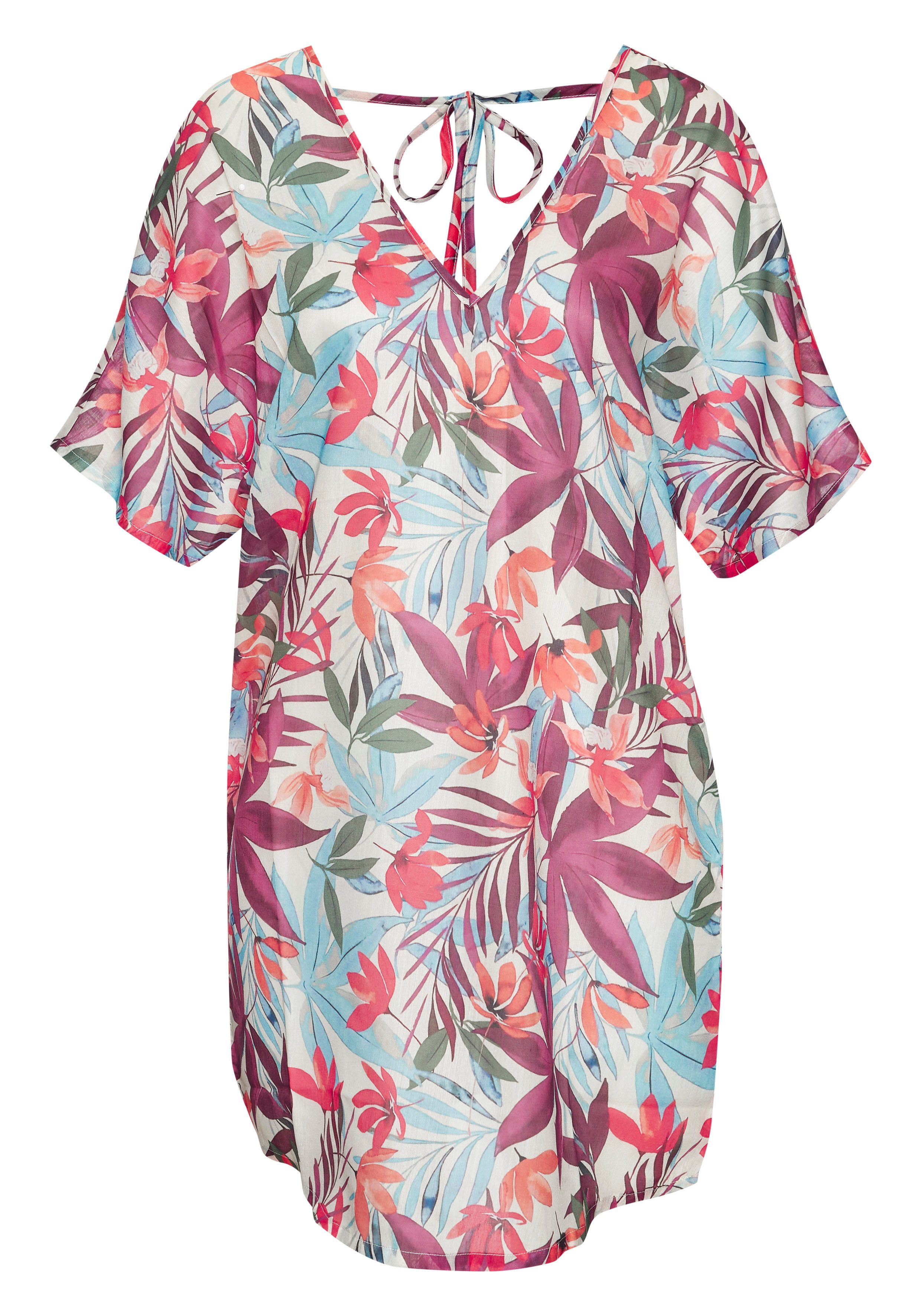 LASCANA Chiffontunika mit Alloverprint, leicht transparente Strandtunika