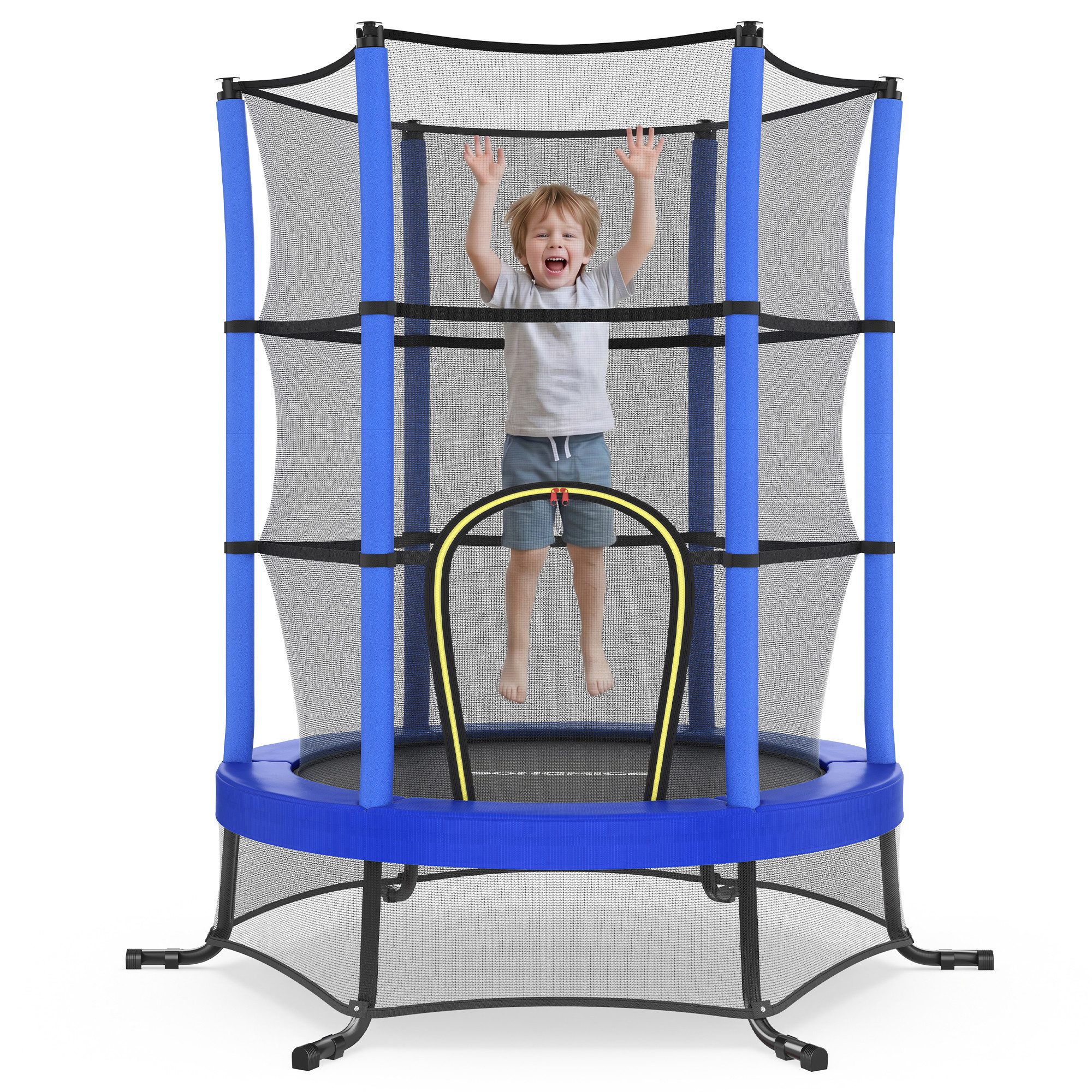 SONGMICS Kindertrampolin 174 cm Kindertrampolin mit Sicherheitsnetz, Randabdeckung, Stahlrahmen, Mini-Trampolin Fitness, Gartentrampolin, für indoor und outdoor