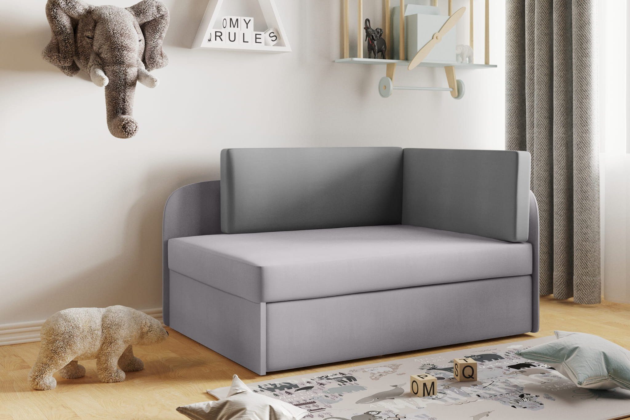 Friderik-EU Sofa BAFI Couch fürs Kinderzimmer mit Schlaffunktion und Bettkasten Casablanca 32/33