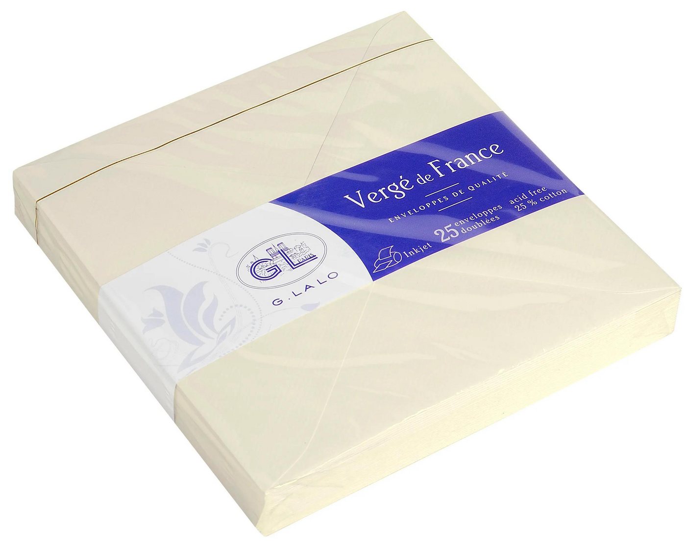 Thumbnail - G.Lalo Briefumschlag 10x Packung 25 Umschlägen Vergé de France, 140x140mm Elfenbein 22016L, LALO