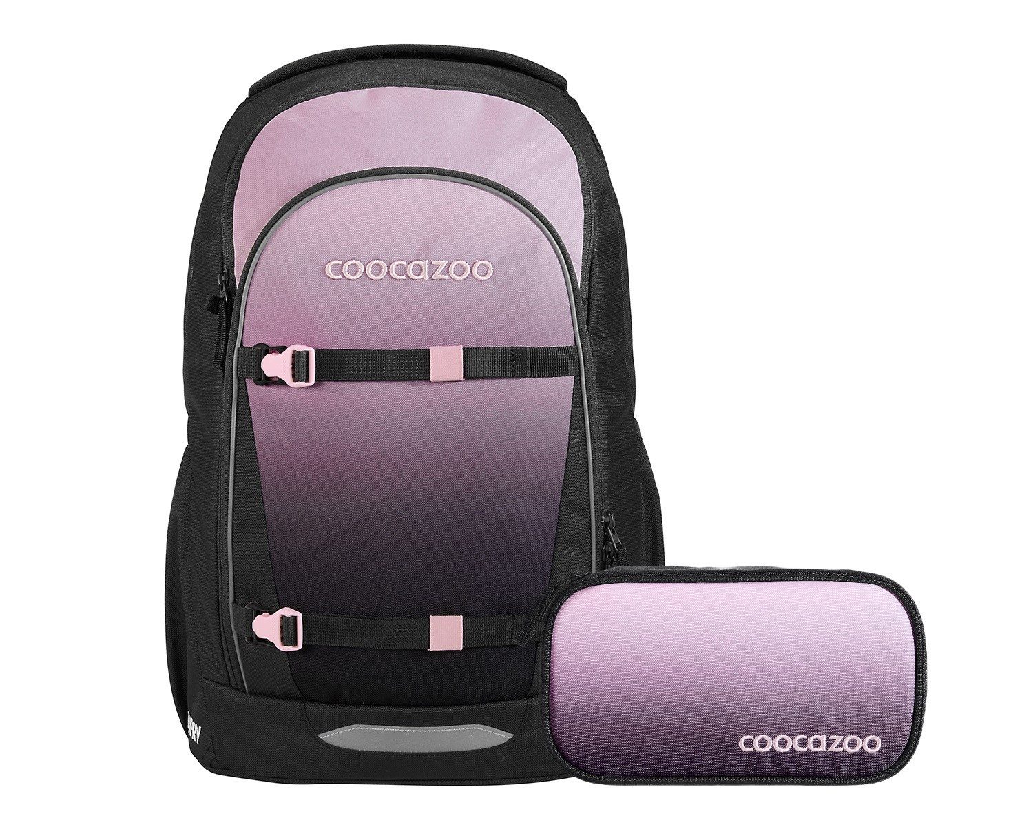 coocazoo Schulranzen Schulrucksack-Set EVERY Rose Shadows 2-teilig (2-teilig), ergonomisch, rückenschonend, Leichtgewicht