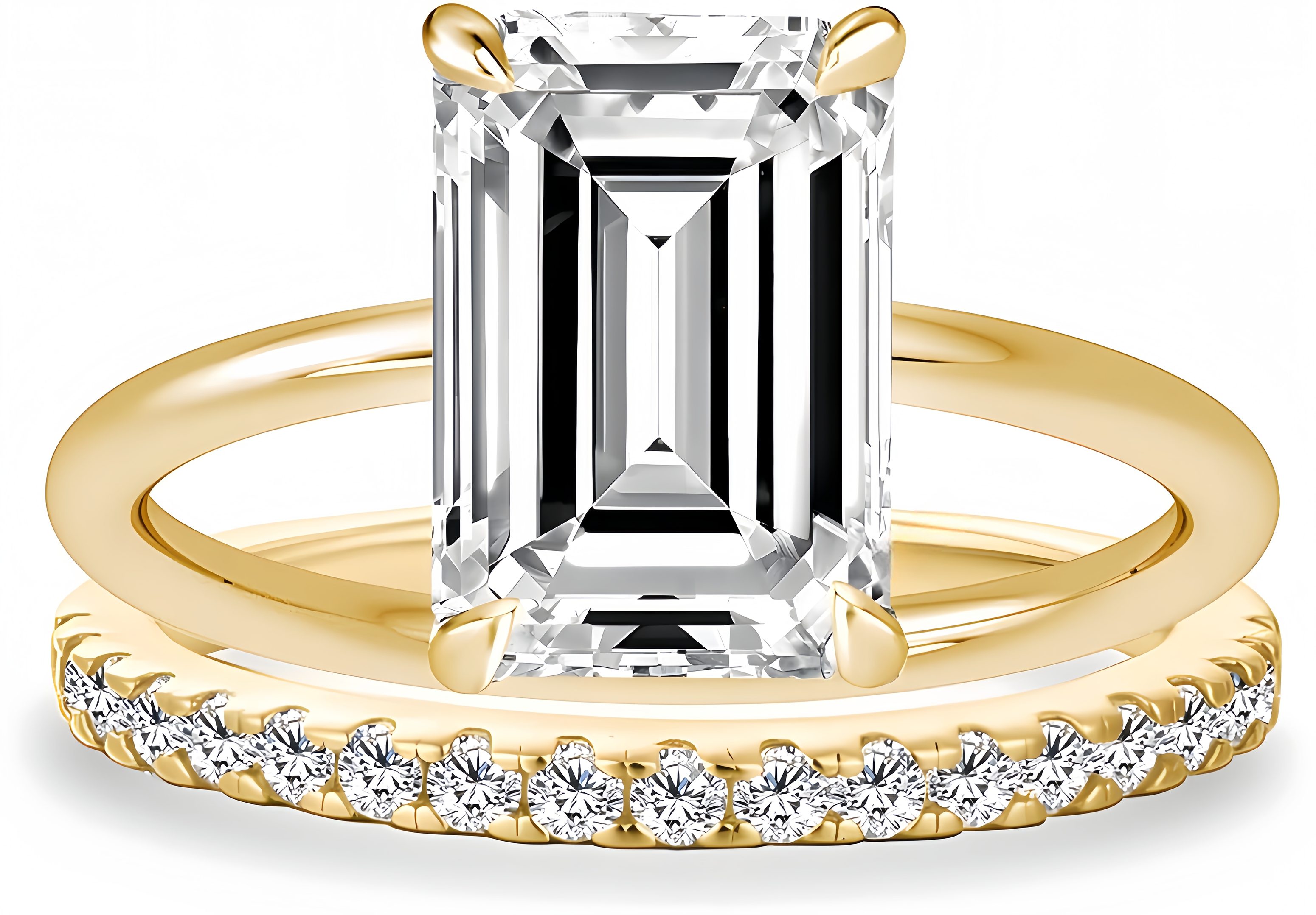Jumpeak Verlobungsring 585 Gold, 3ct Smaragdschliff, Im Labor Diamanten,  Ehering, stapelbar, Diamant im Smaragdschliff , Hochzeitsgeschenk