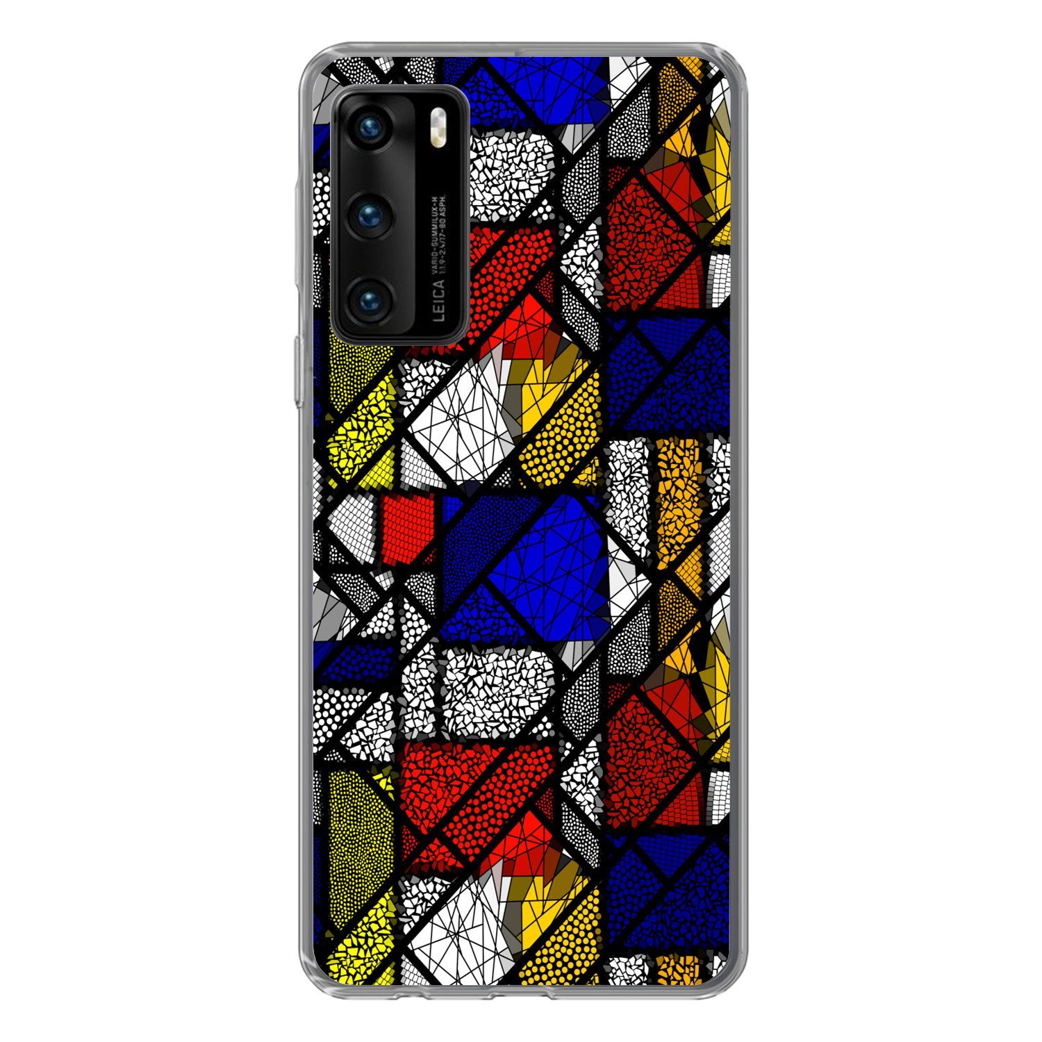 MuchoWow Handyhülle für Huawei P40 Mondrian - Glasmalerei - Alte Meister - Kunstwerk - Abs, Handy Case, Silikon, Bumper Case Dünn