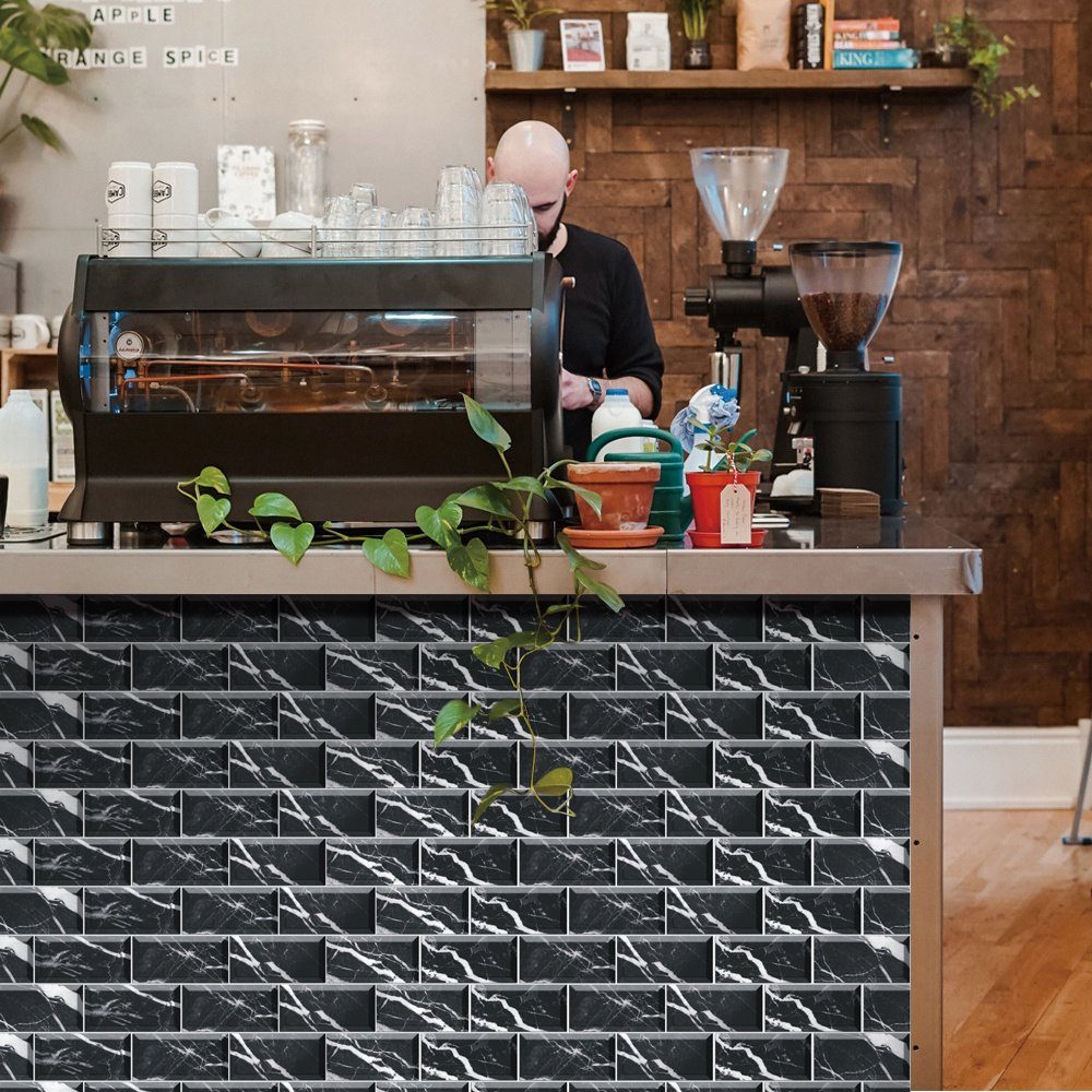 COOL-i ® Fliesenaufkleber, 12St 20x10cm, Marmormuster, selbstklebende PVC