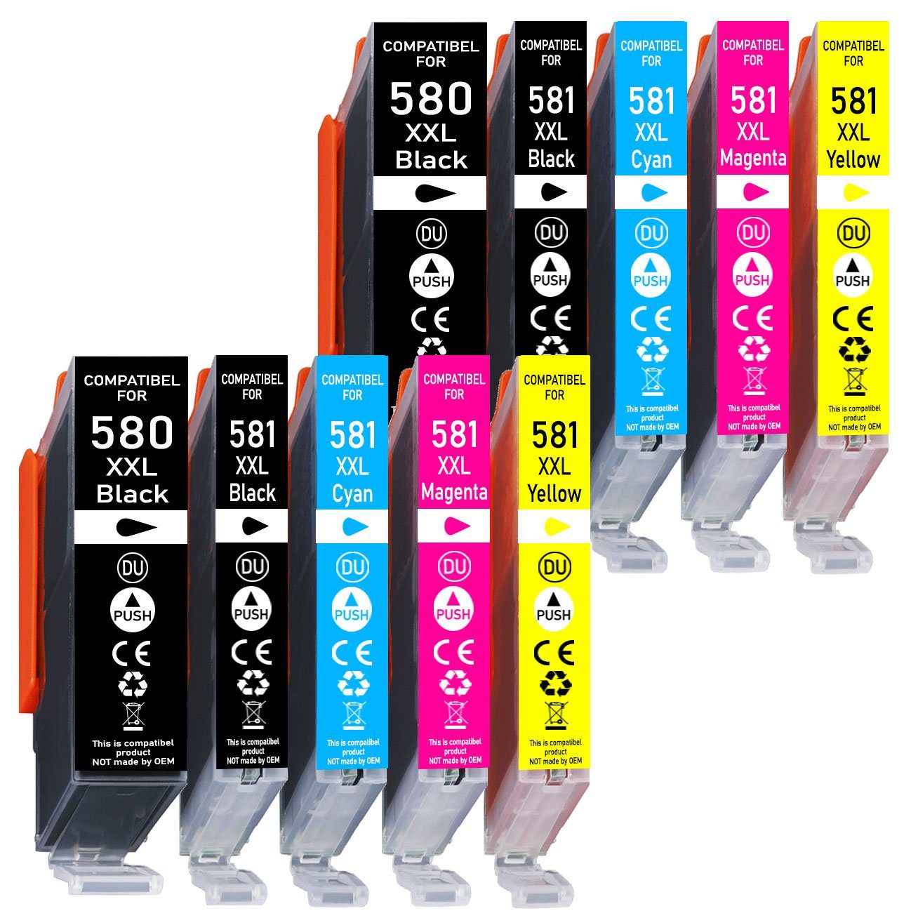 Druckerparadies 10er Multipack für Canon 580 581 XXL Картриджи для принтеров Set Tintenpatrone (10-tlg., TS6150 TS6151 TS6240 TS6241 TS6250 TS6251 TS6350 TS6351 TS705)