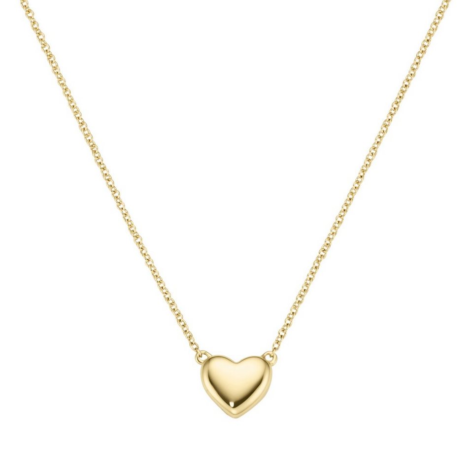 Luigi Merano Goldkette mit einem kleinen Herz, bombiert, Gold 375