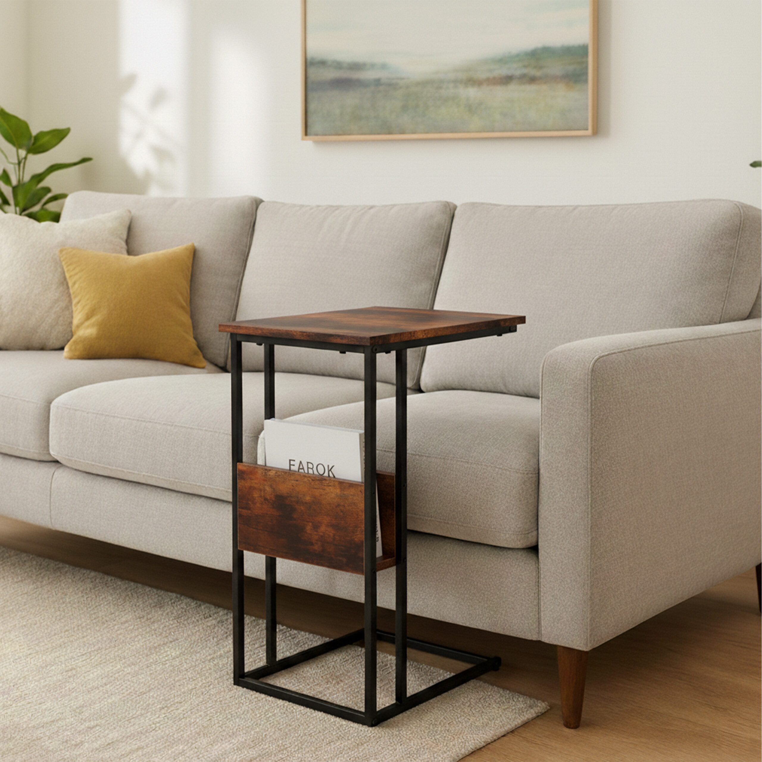 relaxdays Beistelltisch mit Ablage und Fach, Industrial-Schwarz günstig online kaufen