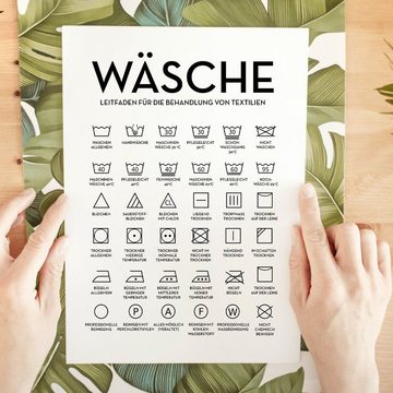 Tigerlino Poster Wäsche Pflegesymbole Waschraum Wandbild Hauswirtschaftsraum Wanddeko