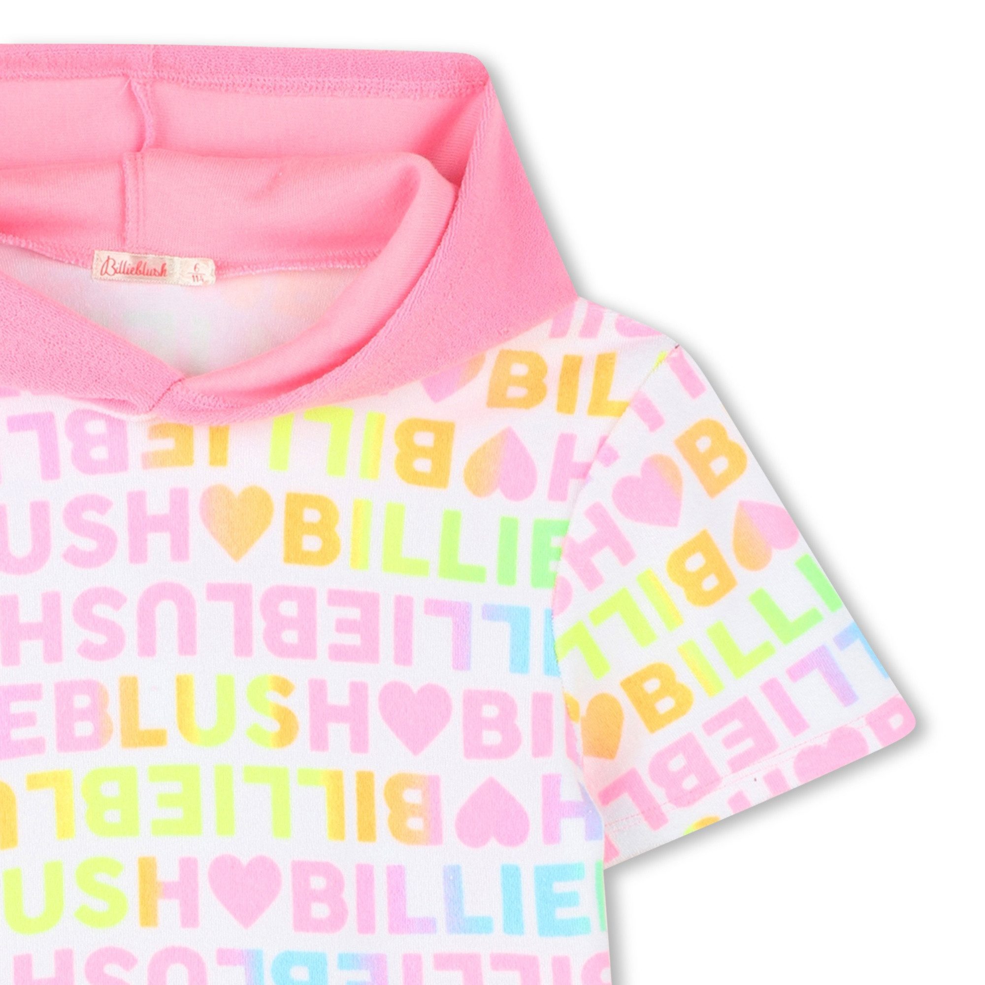 Billieblush Sweatkleid Billieblush Kinder Kapuzenkleid rosa mit buntem Allover Logo