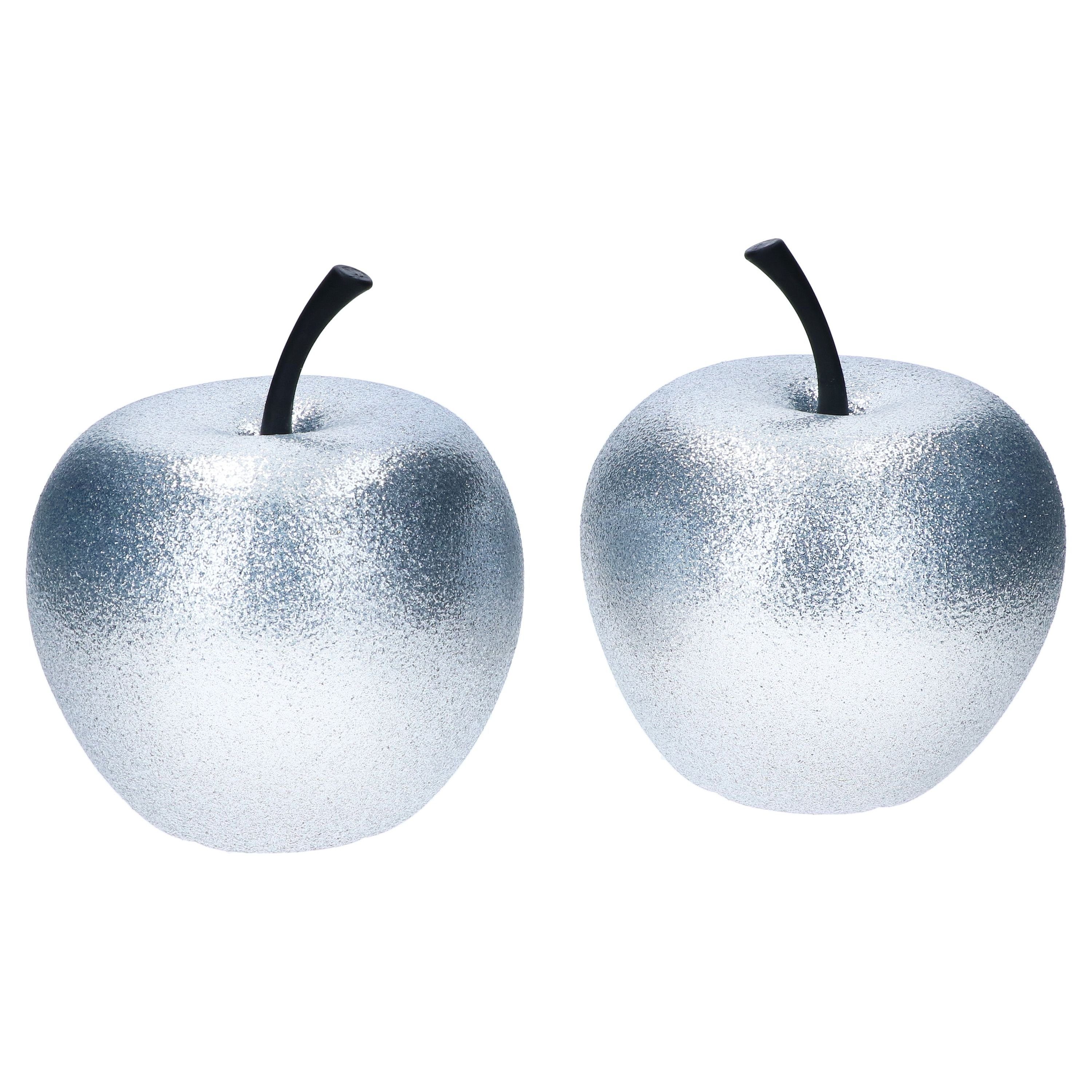 Dekofigur Pottery Pots 2er Set Apfel Silber Größe XS glitzer Fiberglas